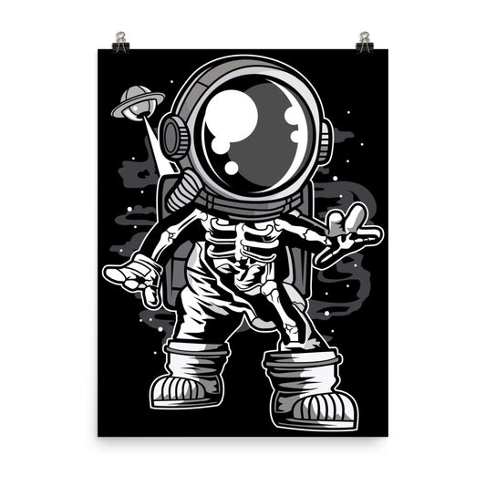 Astronaut Space Skeleton - Matte Poster - 18 x 24