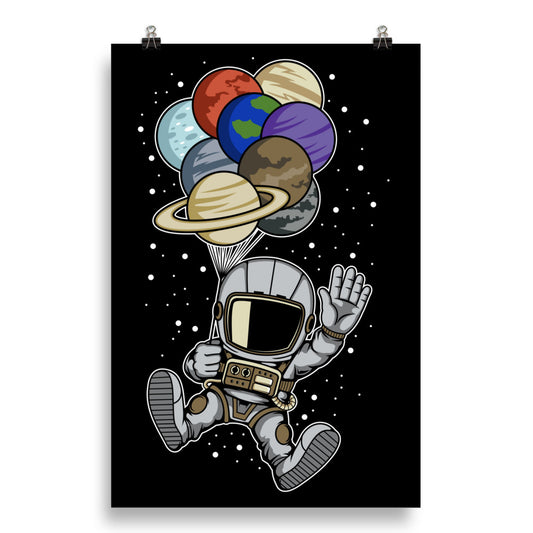 Astronaut Balloon Planets - Matte Poster - 20 x 30