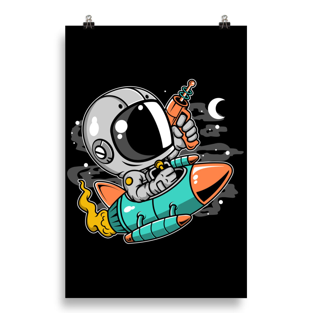 Astronaut Riding Rocket - Matte Poster - 20 x 30