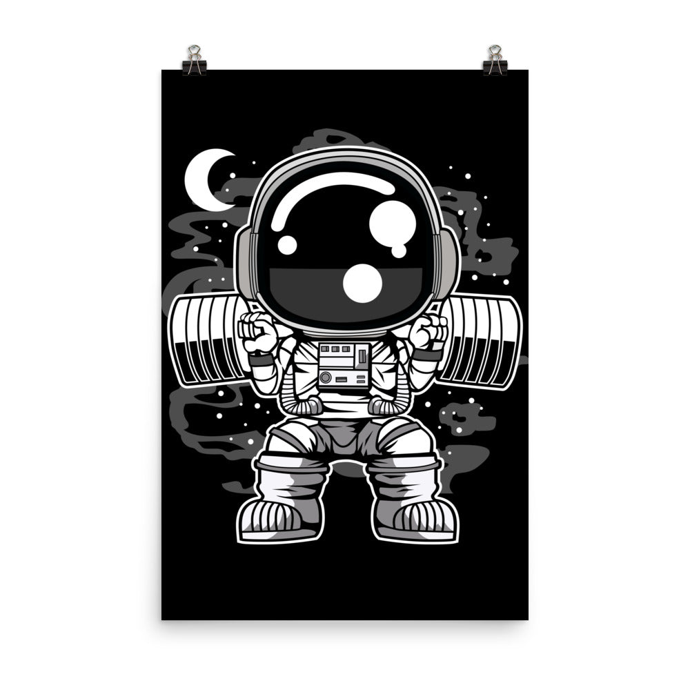 Astronaut Barbell Body Builder - Matte Poster - 24 x 36