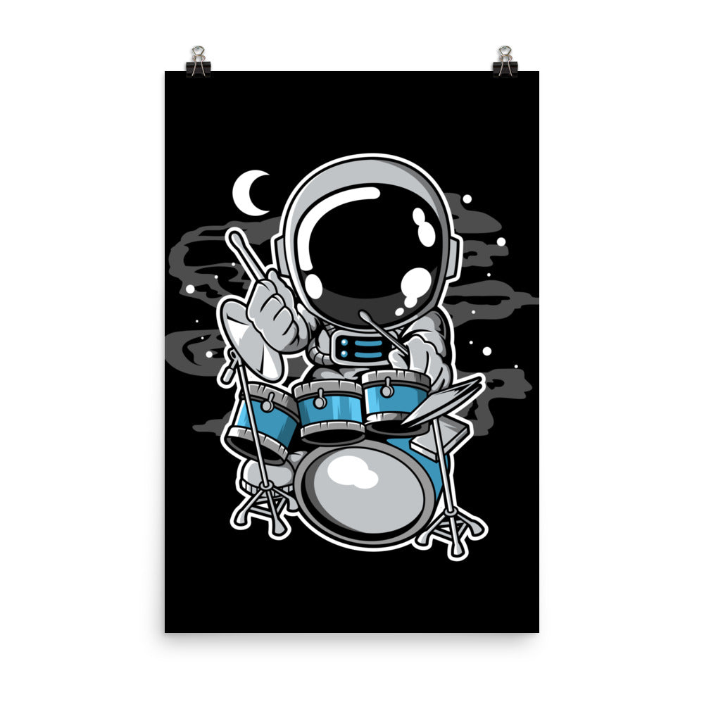 Astronaut Drummer - Matte Poster - 24 x 36