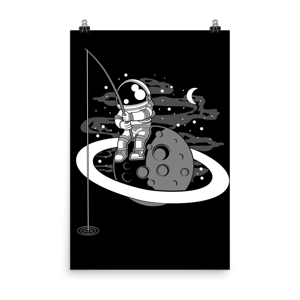 Astronaut Fishing - Matte Poster - 24 x 36