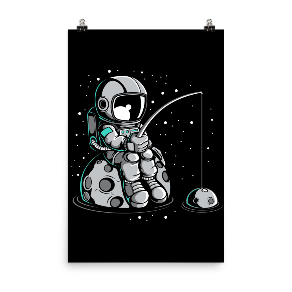 Astronaut Fishing 2 - Matte Poster - 24 x 36