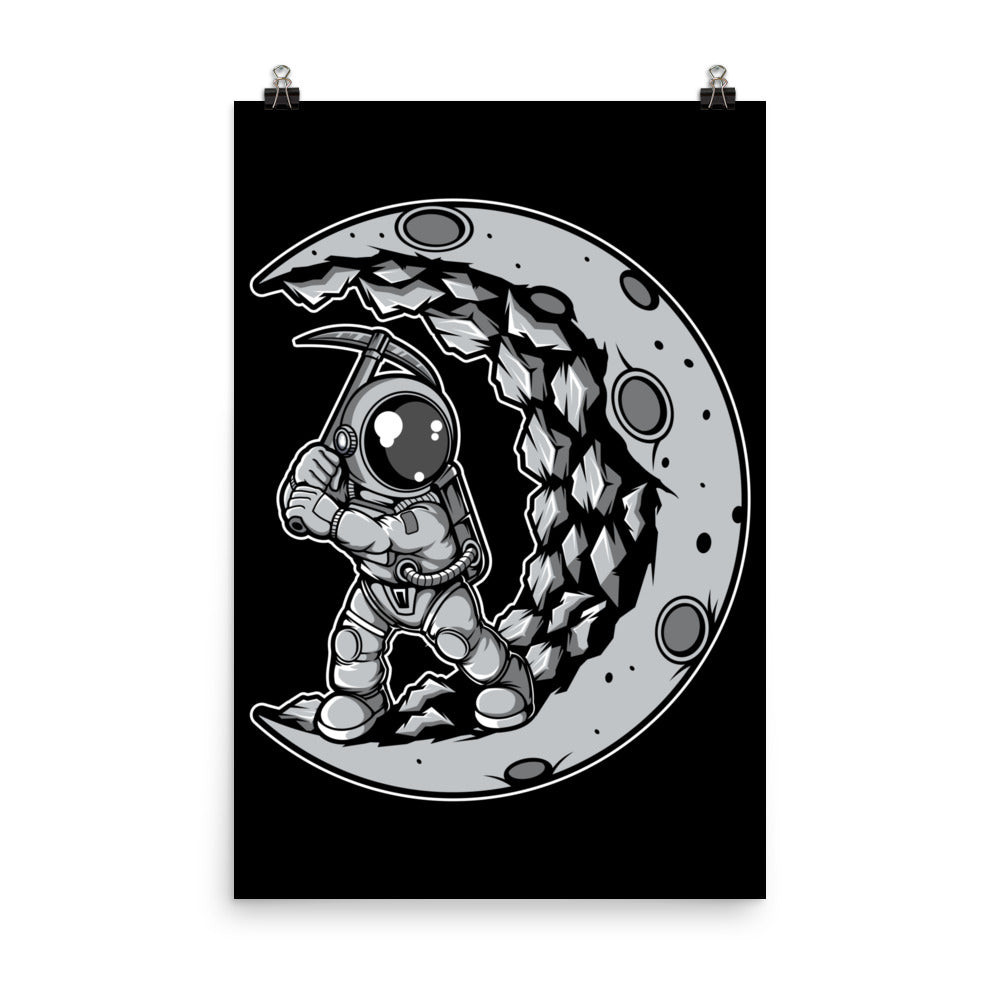 Astronaut Moon Digger - Matte Poster - 24 x 36