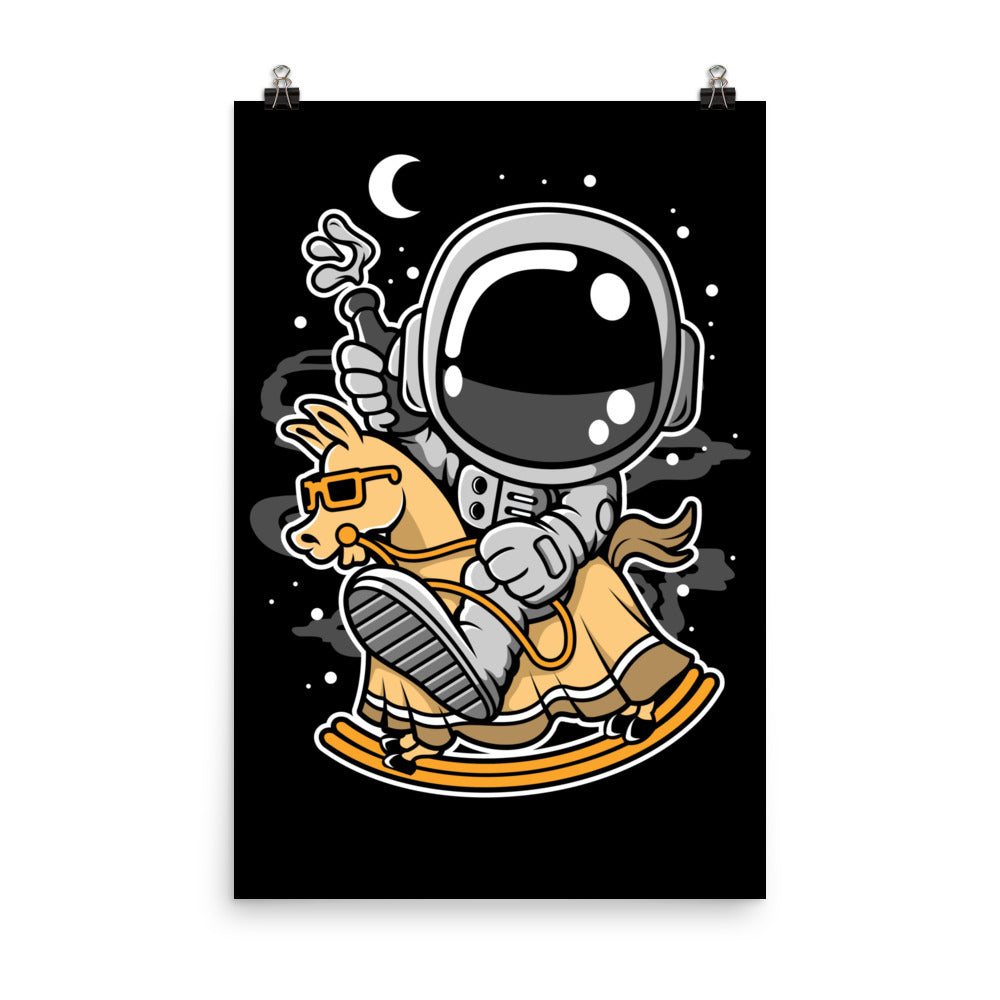 Astronaut Riding Toy Horse - Matte Poster - 24 x 36
