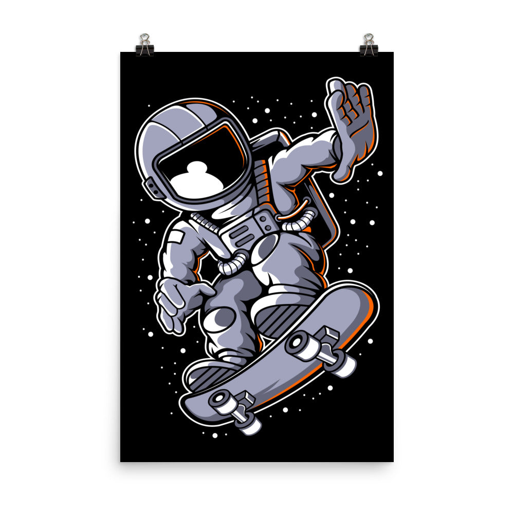 Astronaut Skateboard - Matte Poster - 24 x 36