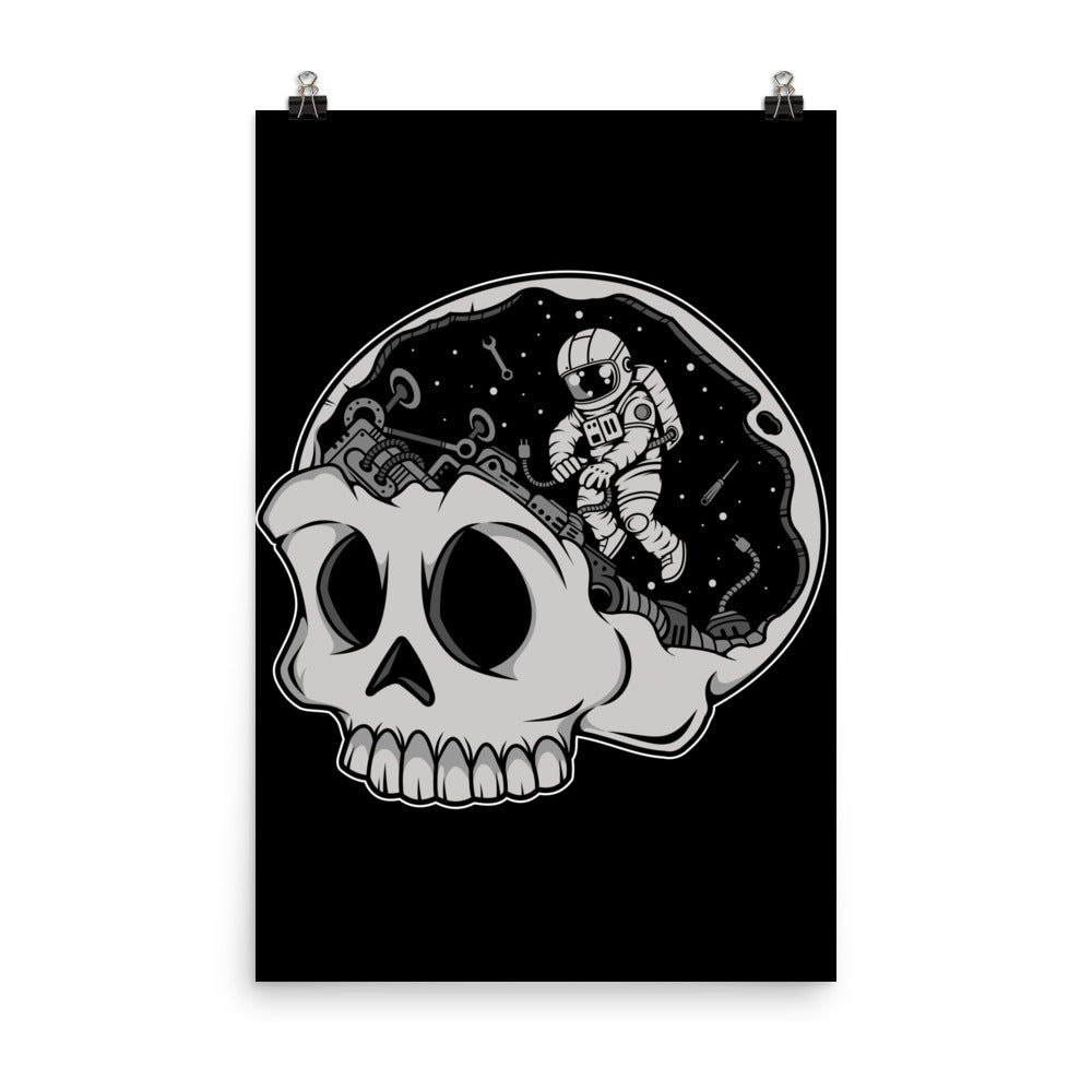 Astronaut Skull Brain - Matte Poster - 24 x 36