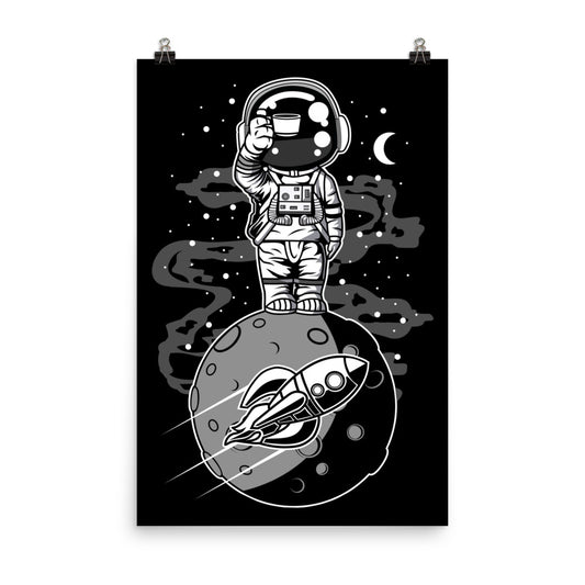 Astronaut Standing on the Moon - Matte Poster - 24 x 36