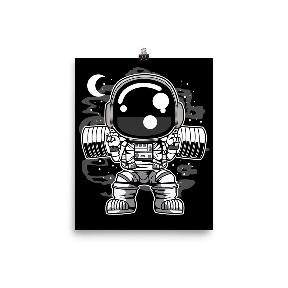 Astronaut Barbell Body Builder - Matte Poster - 8 x 10