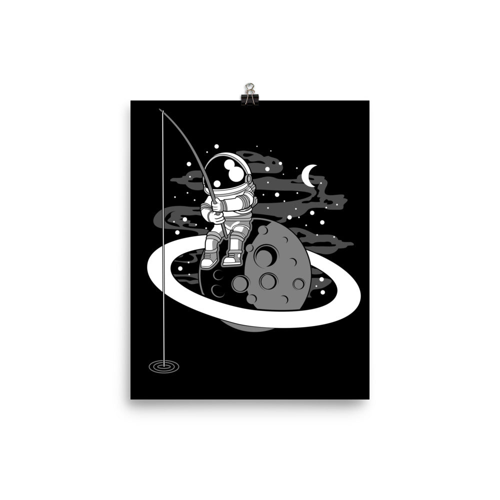 Astronaut Fishing - Matte Poster - 8 x 10