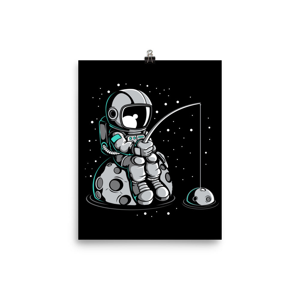 Astronaut Fishing 2 - Matte Poster - 8 x 10