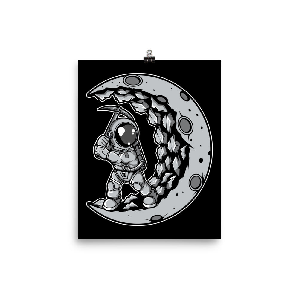 Astronaut Moon Digger - Matte Poster - 8 x 10