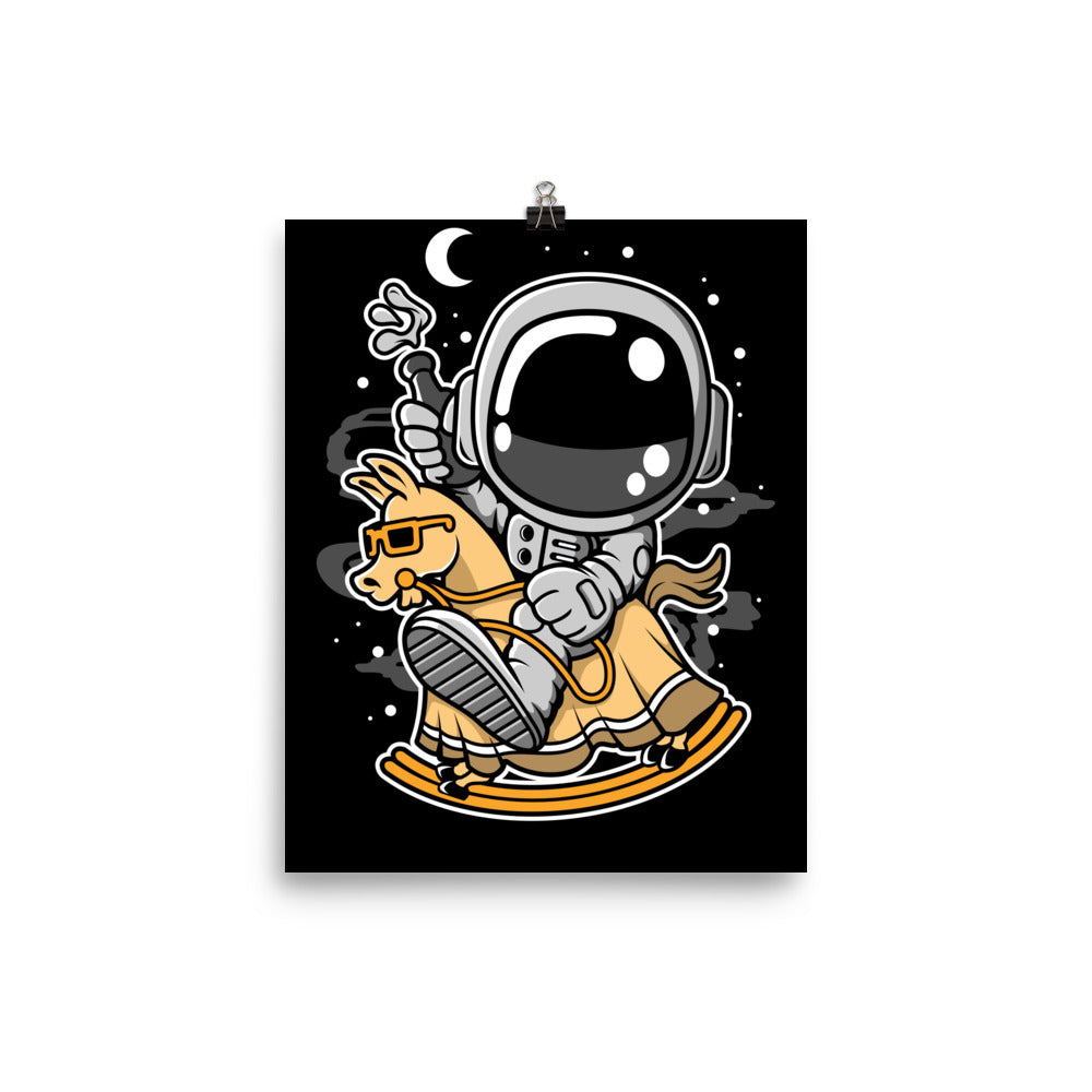 Astronaut Riding Toy Horse - Matte Poster - 8 x 10