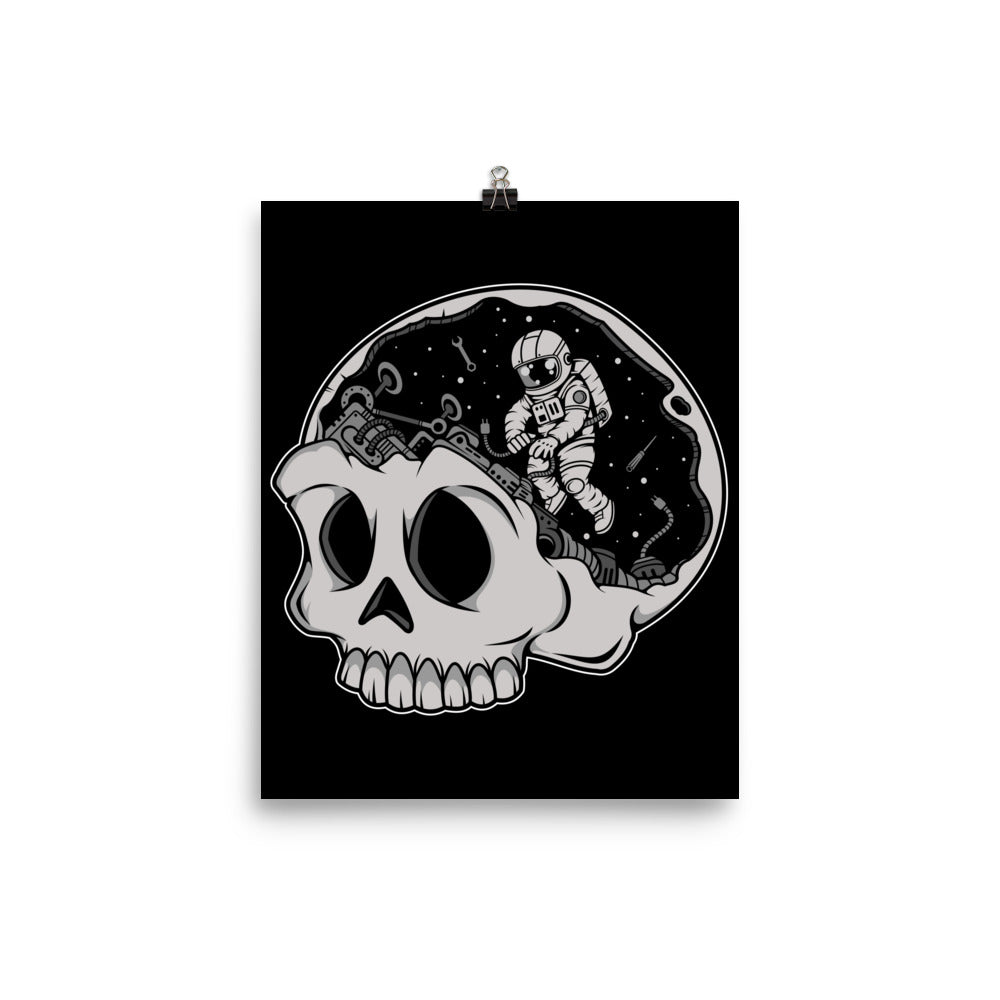 Astronaut Skull Brain - Matte Poster