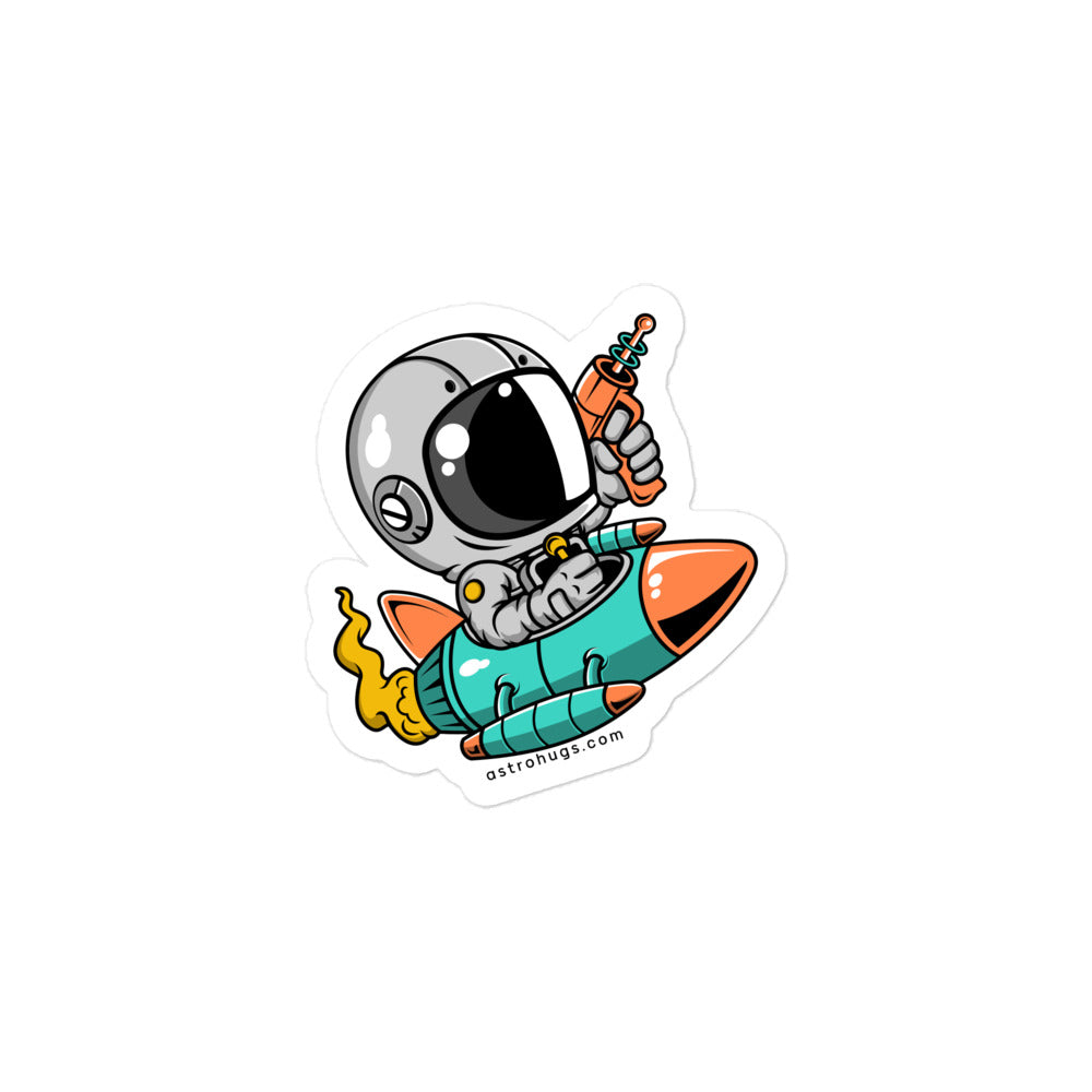 Astronaut Riding Rocket - Bubble-free stickers - 3 x 3