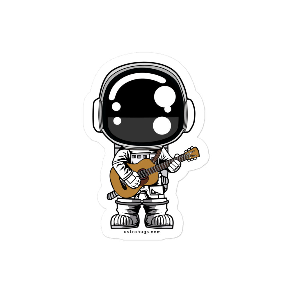 Astronaut Acoustic Guitar - Bubble-free stickers - 4" x 4"