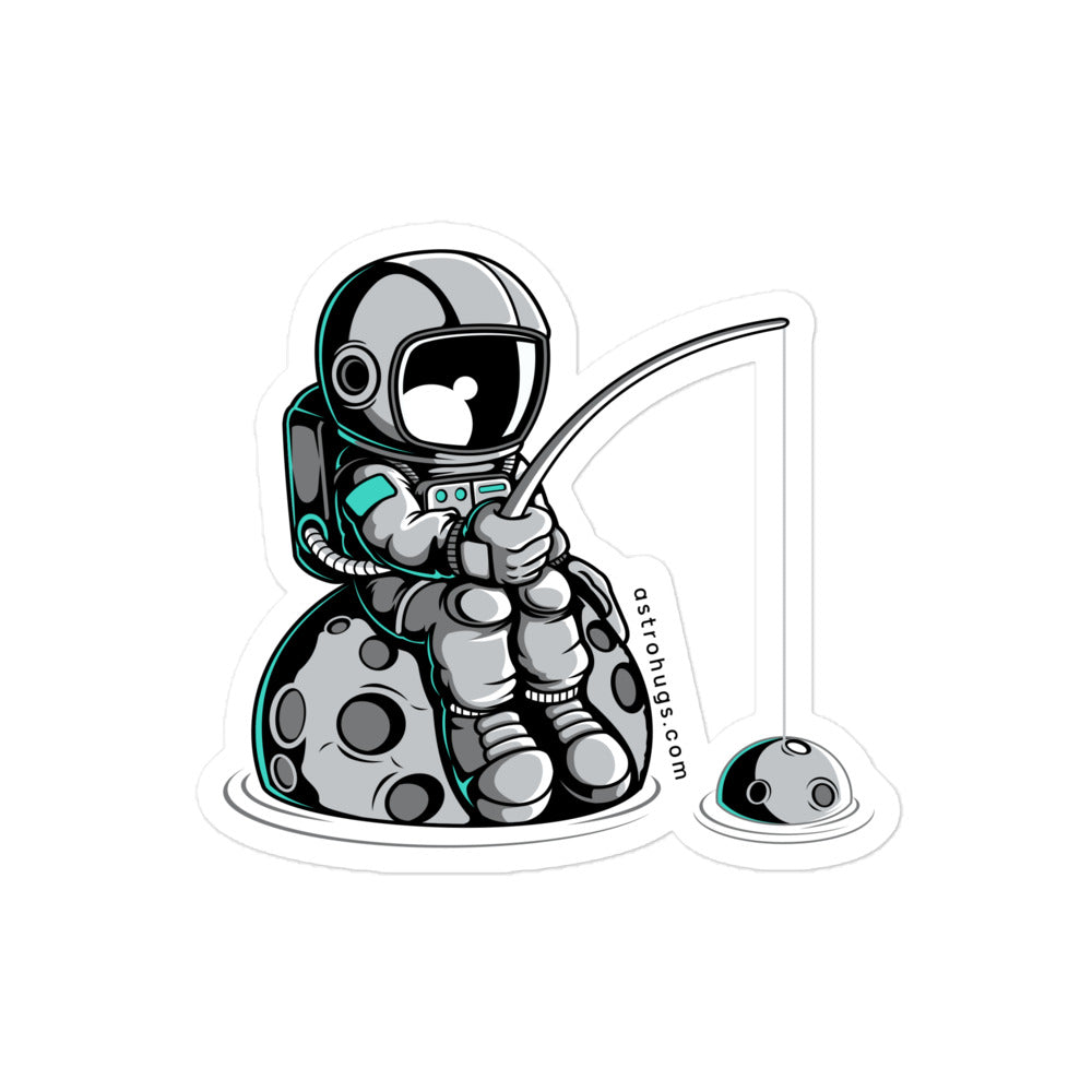 Astronaut Fishing 2 - Bubble-free stickers - 4 x 4