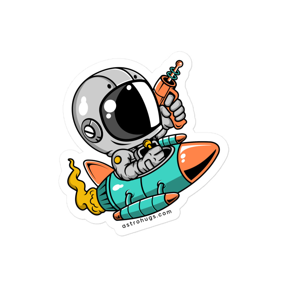 Astronaut Riding Rocket - Bubble-free stickers - 4 x 4