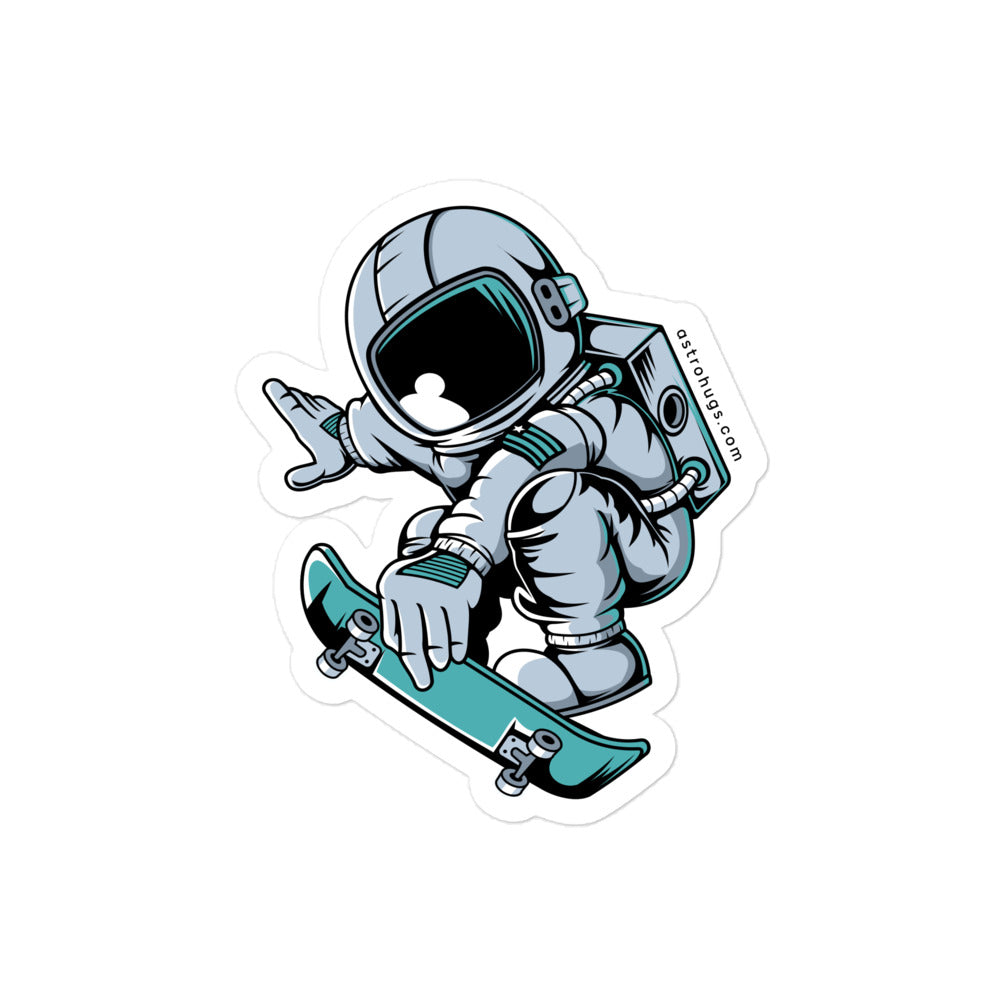 Astronaut Skateboard Jump - Bubble-free stickers - 4 x 4