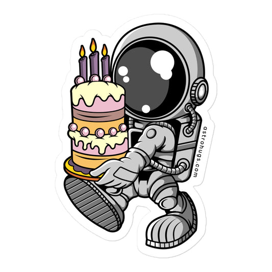 Astronaut Birthday Cake - Bubble-free stickers - 5.5 x 5.5