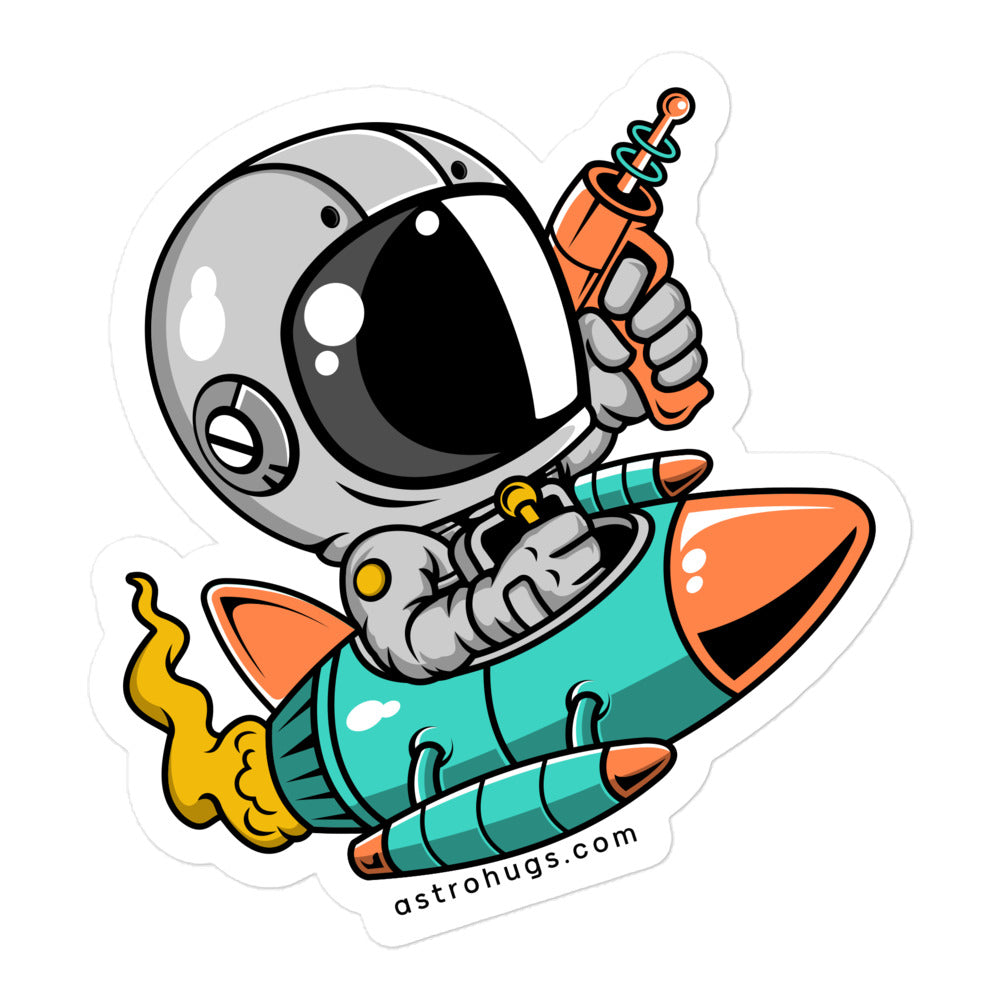 Astronaut Riding Rocket - Bubble-free stickers - 5.5 x 5.5