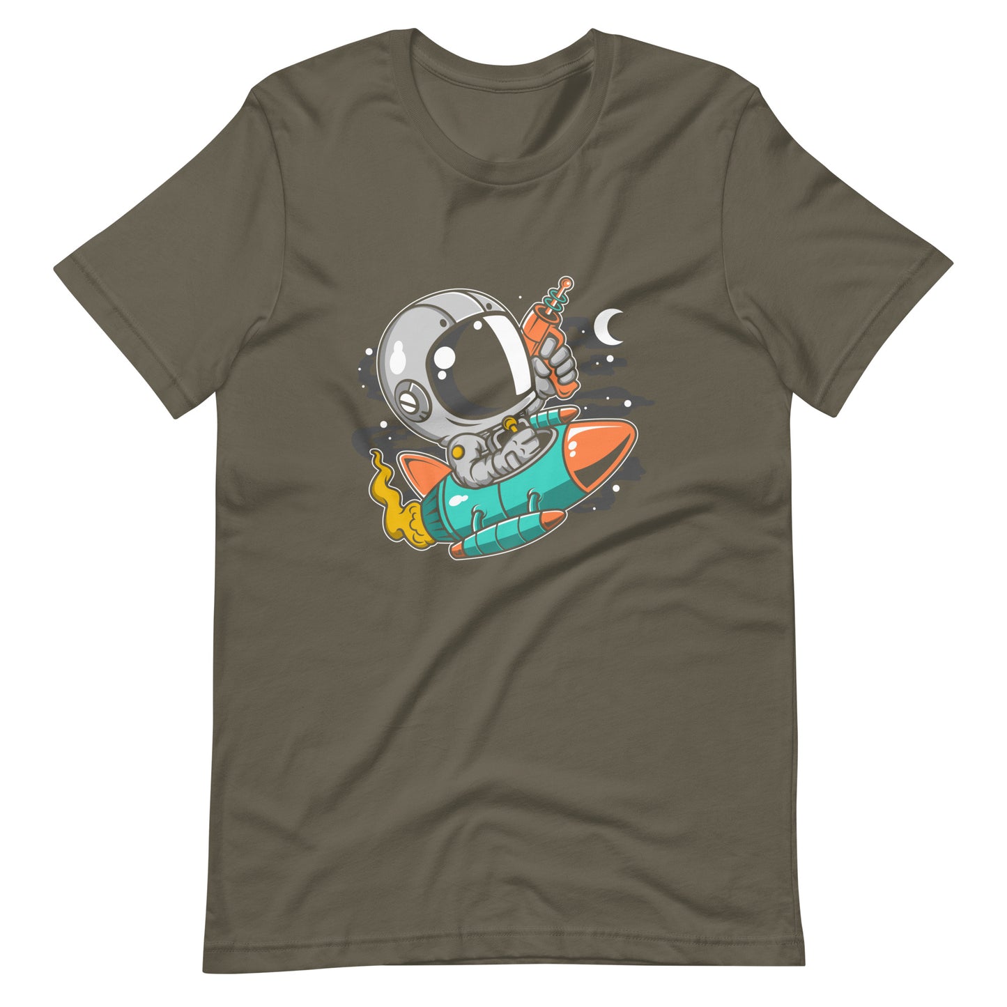 Astronaut Riding Rocket - Men's t-shirt - Army Front
