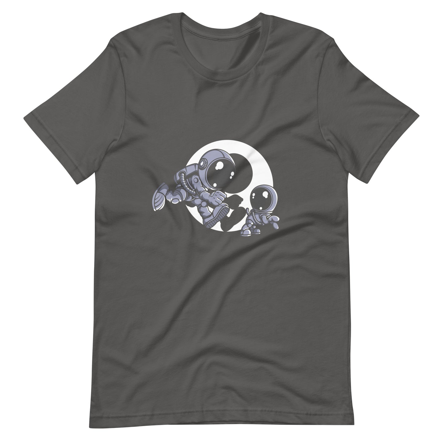 Astronaut and Little Dog - Men's t-shirt - Asphalt Front