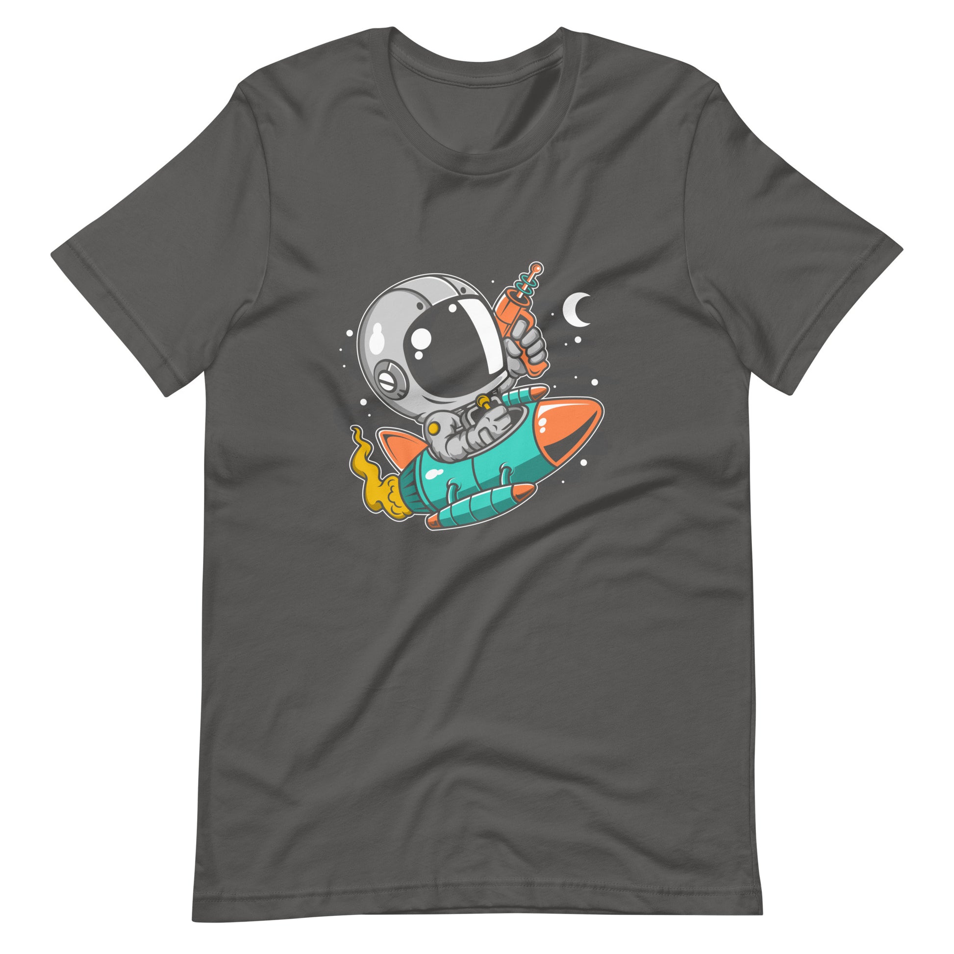 Astronaut Riding Rocket - Men's t-shirt - Asphalt Front