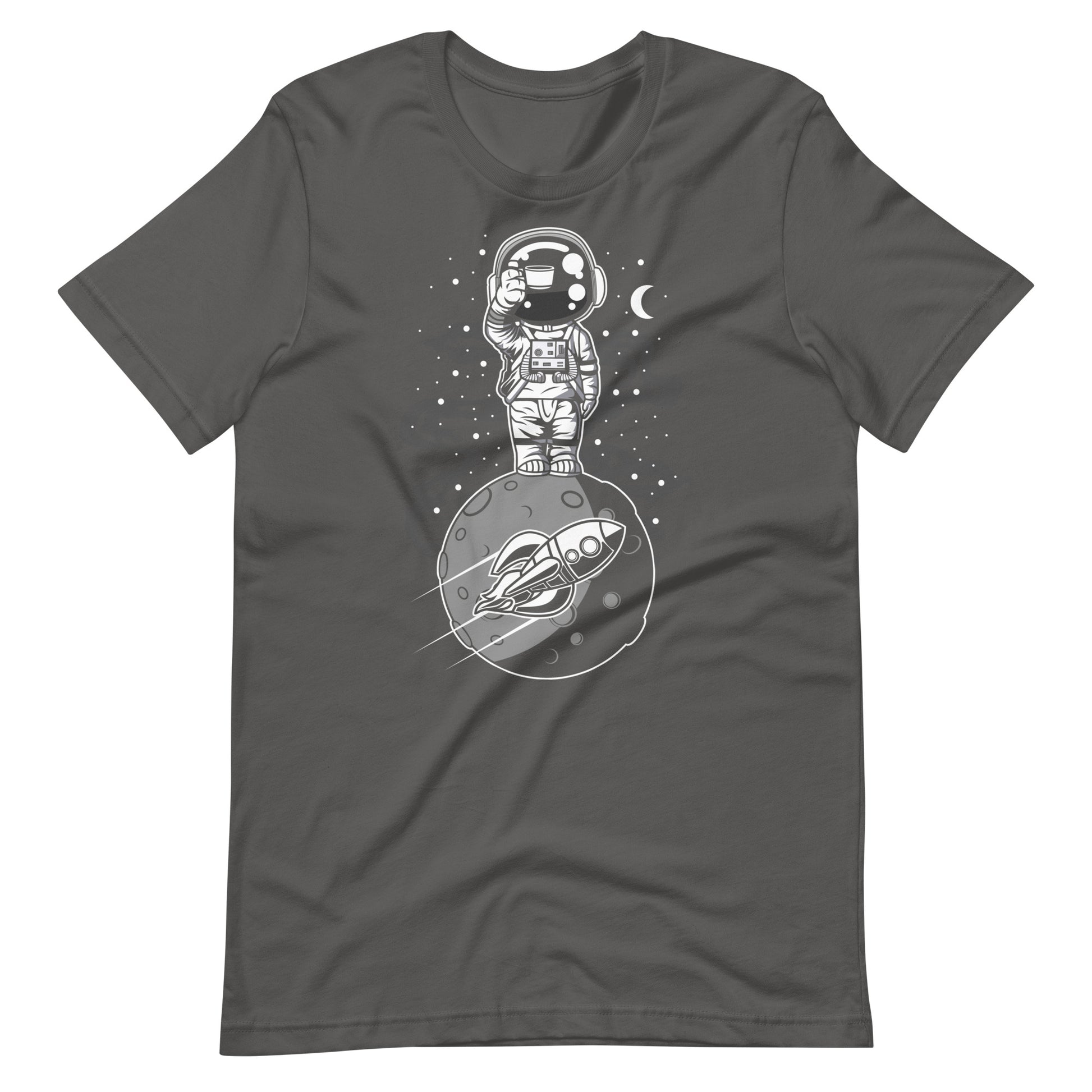 Astronaut Standing on the Moon - Men's t-shirt - Asphalt Front