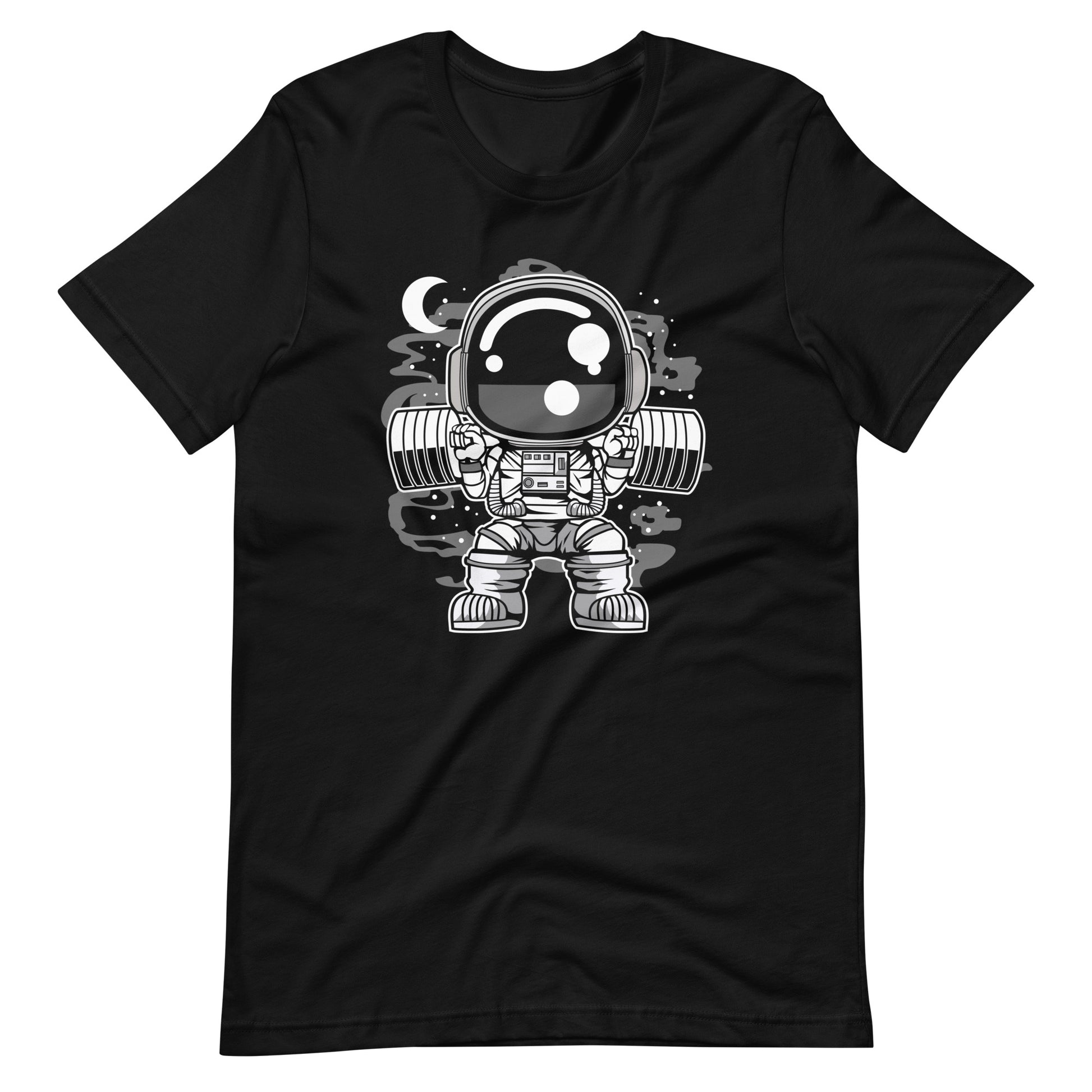 Astronaut Barbell Body Builder - Men's t-shirt - Black Front