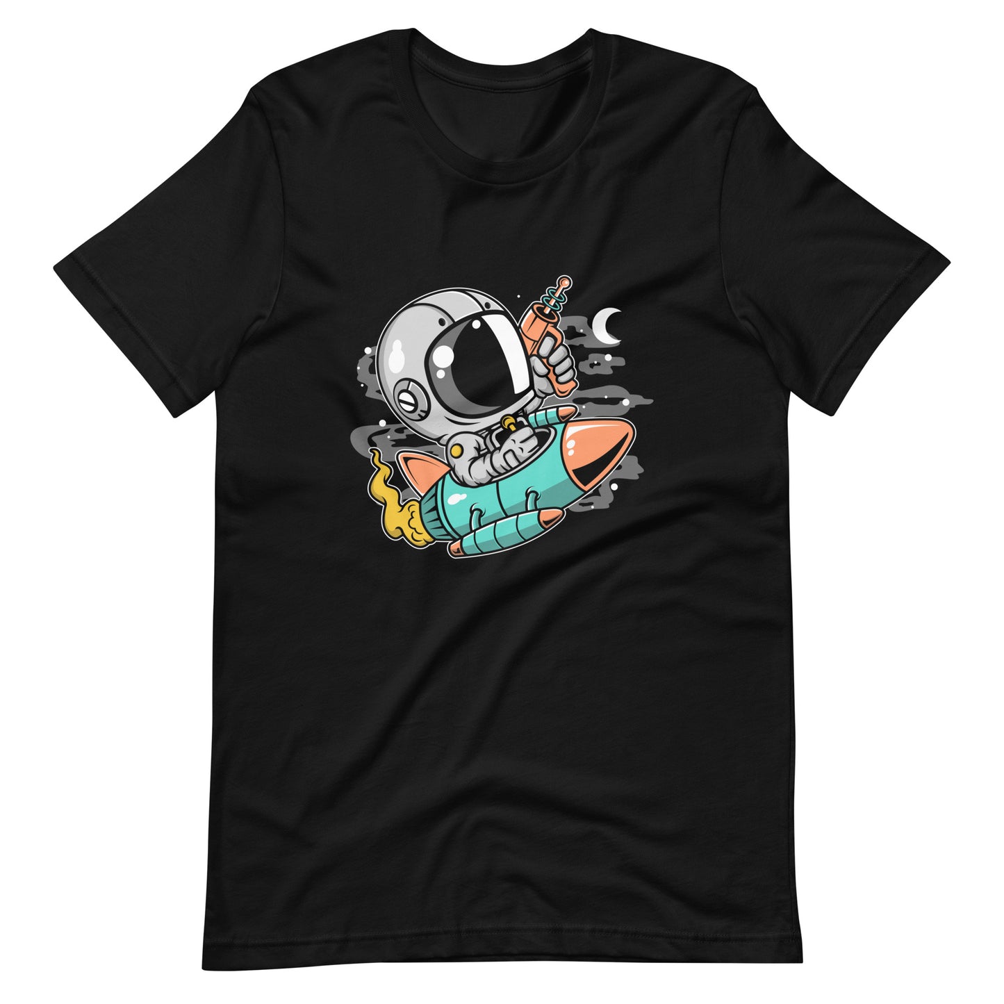 Astronaut Riding Rocket - Men's t-shirt - Black Front
