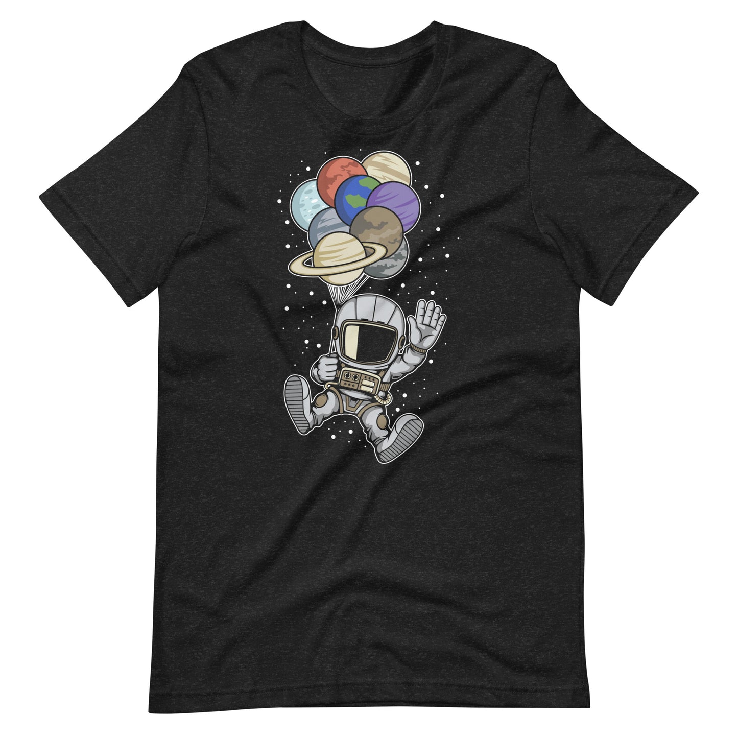 Astronaut Balloon Planets - Men's t-shirt - Black Heather Front