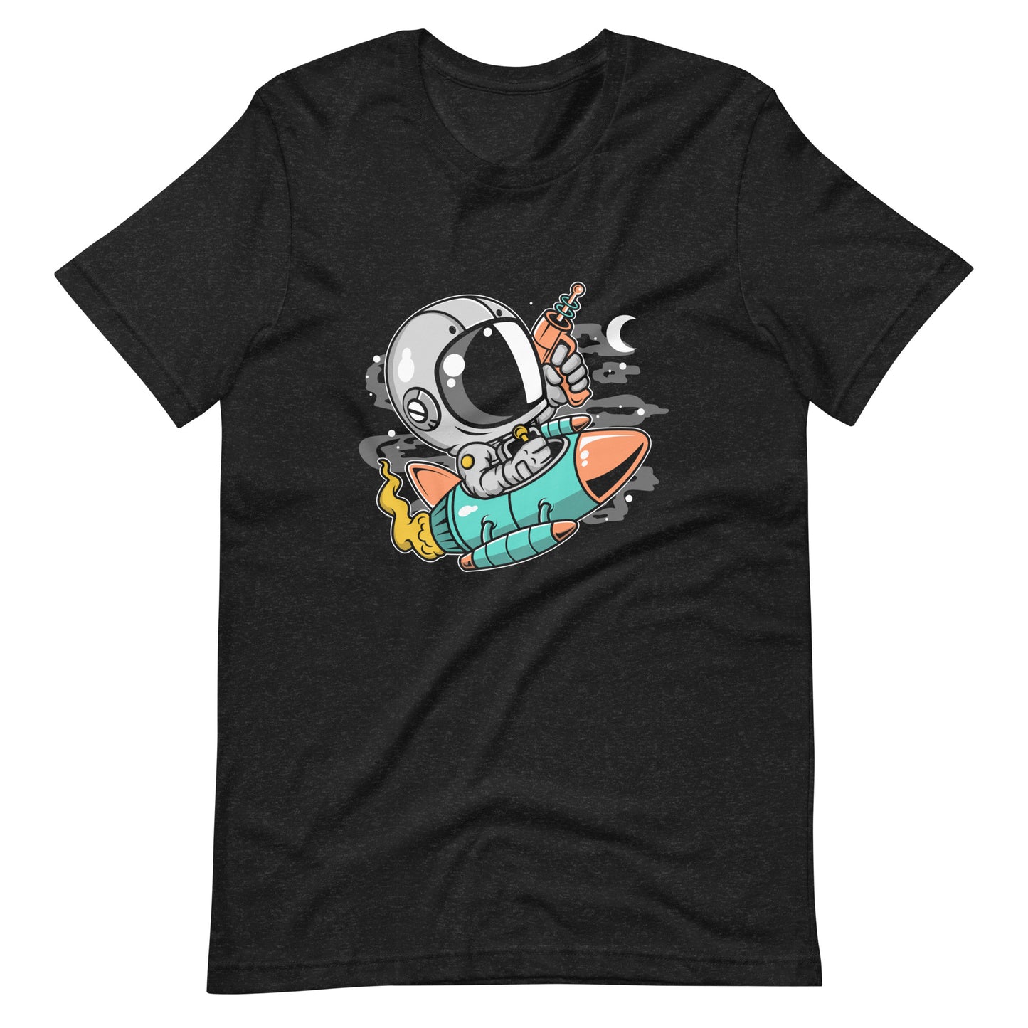 Astronaut Riding Rocket - Men's t-shirt - Black Heather Front