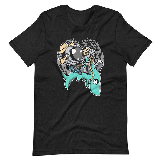 Astronaut Riding Shark - Men's t-shirt - Black Heather Front