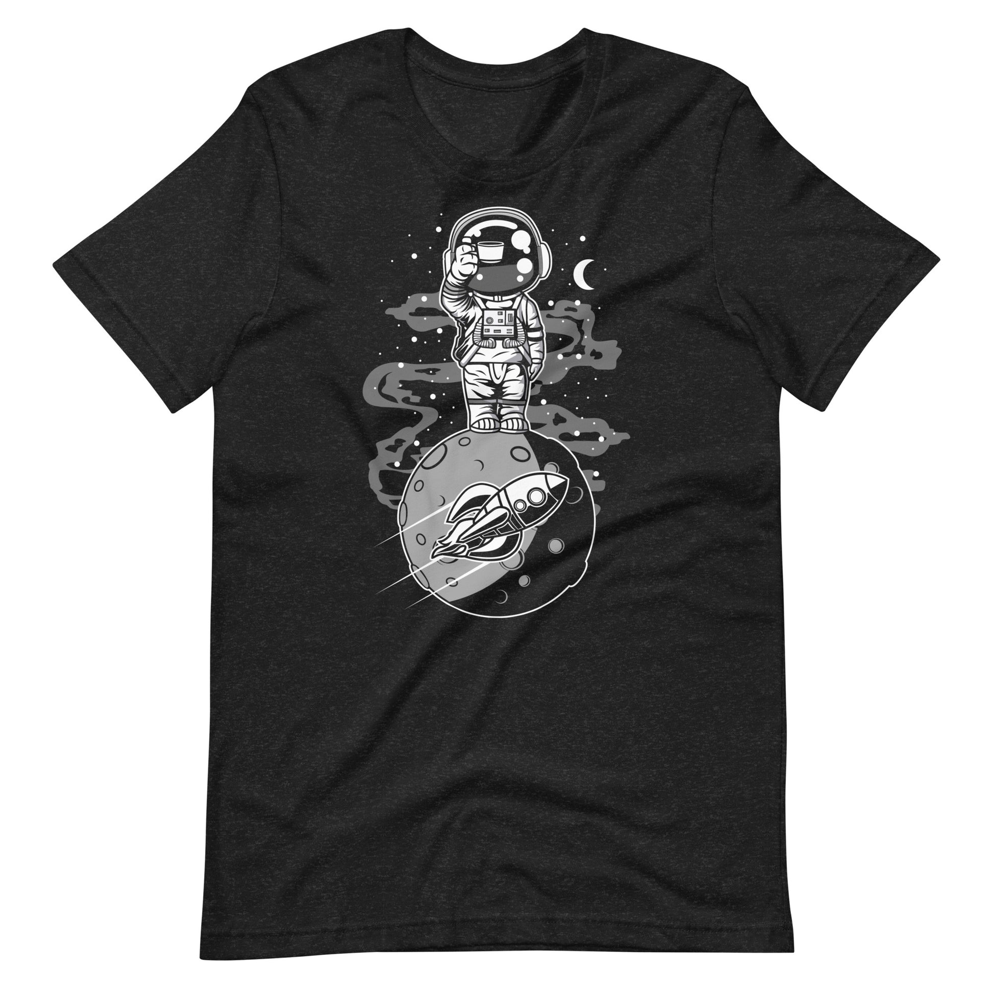 Astronaut Standing on the Moon - Men's t-shirt - Black Heather Front