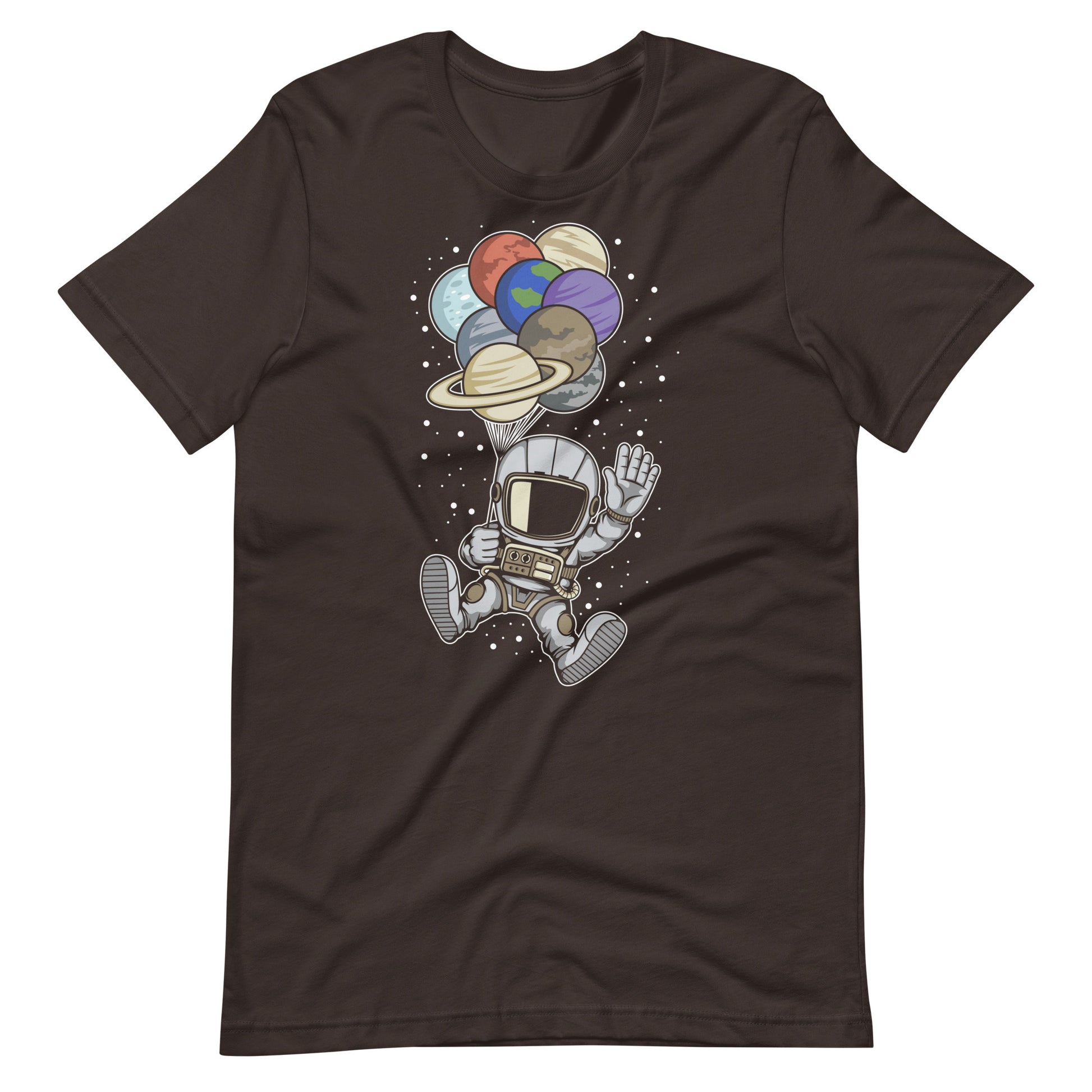 Astronaut Balloon Planets - Men's t-shirt - Brown Front