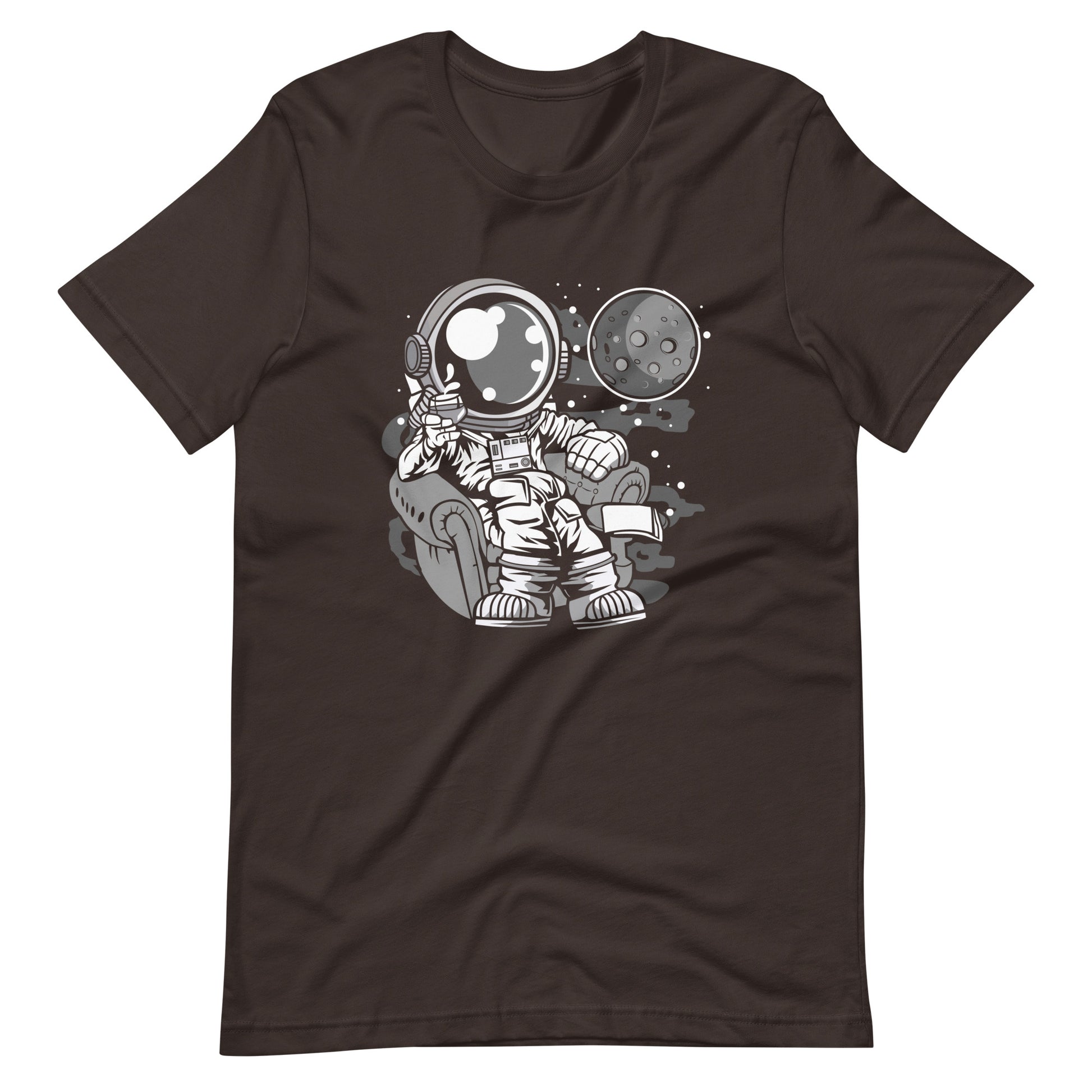 Astronaut Drinking and Relax - Men's t-shirt - Brown Front