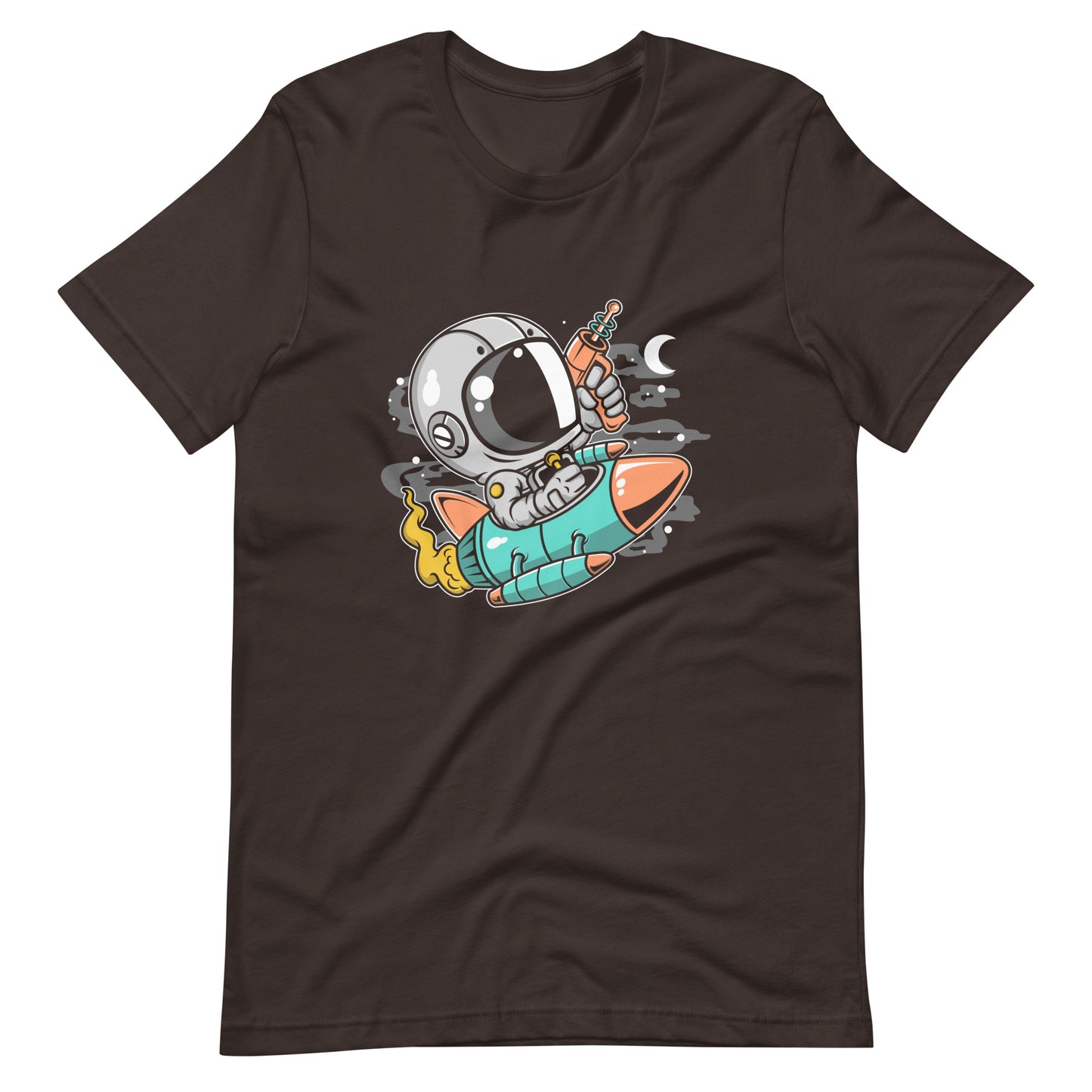 Astronaut Riding Rocket - Men's t-shirt - Brown Front