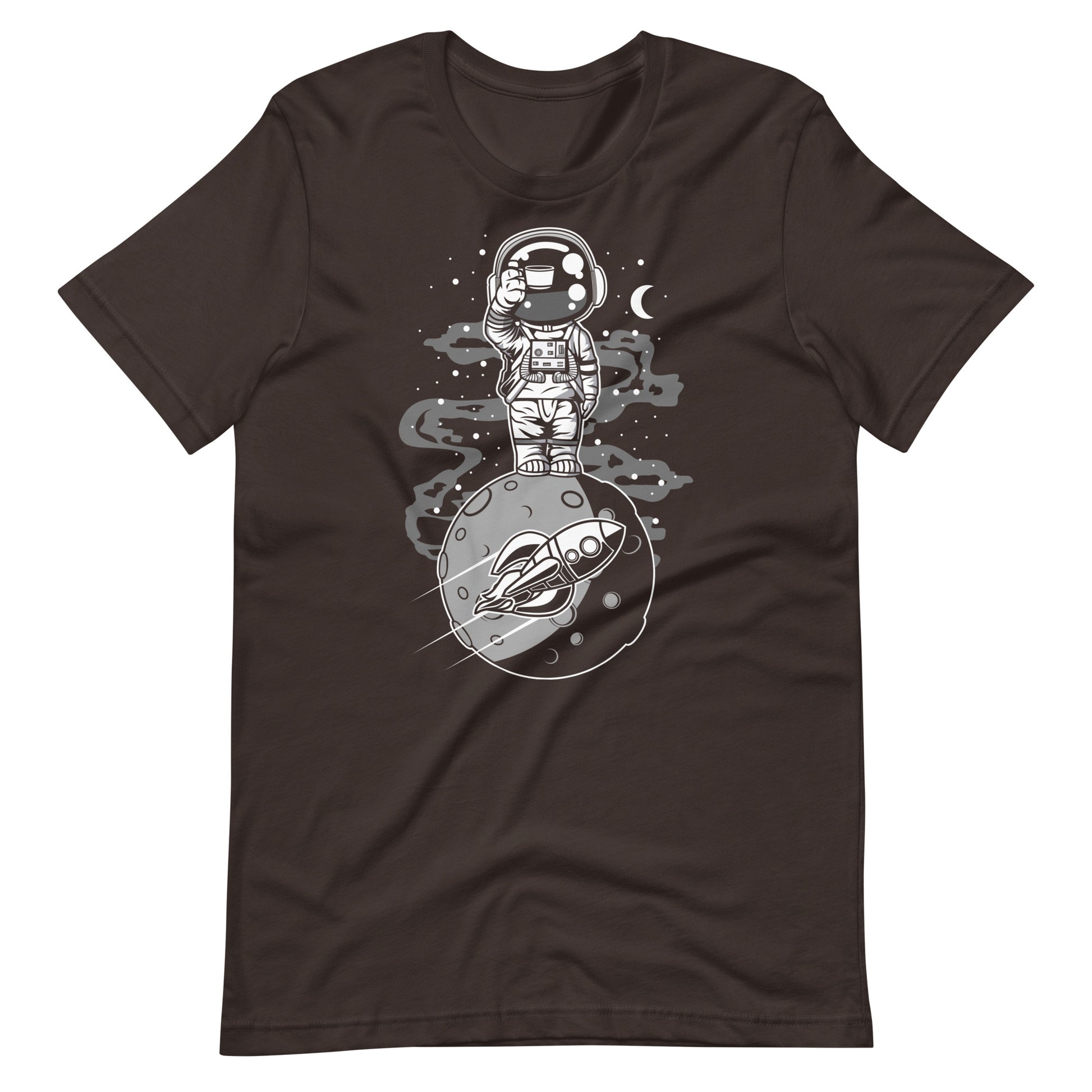 Astronaut Standing on the Moon - Men's t-shirt - Brown Front