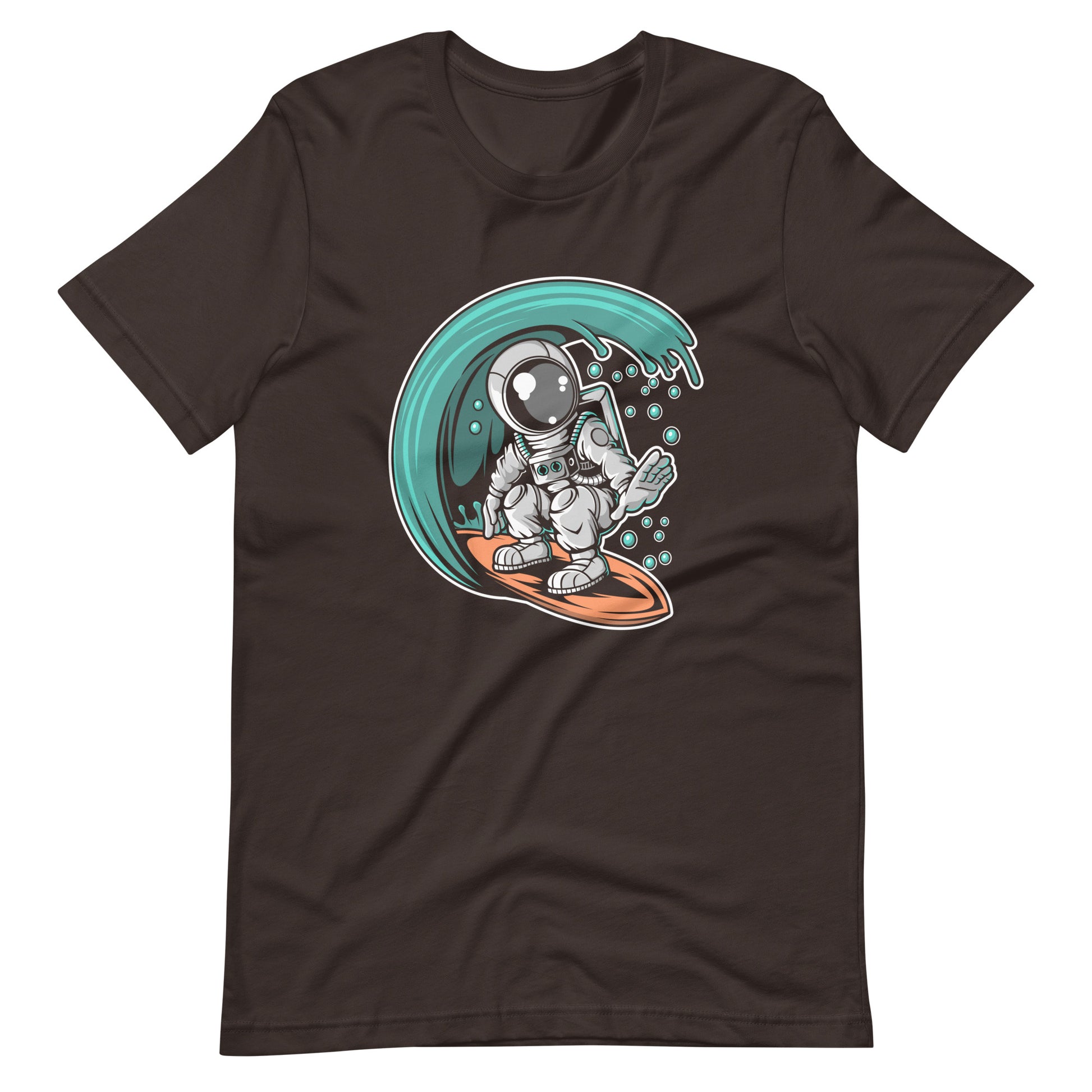 Astronaut Surfing - Men's t-shirt - Brown Front