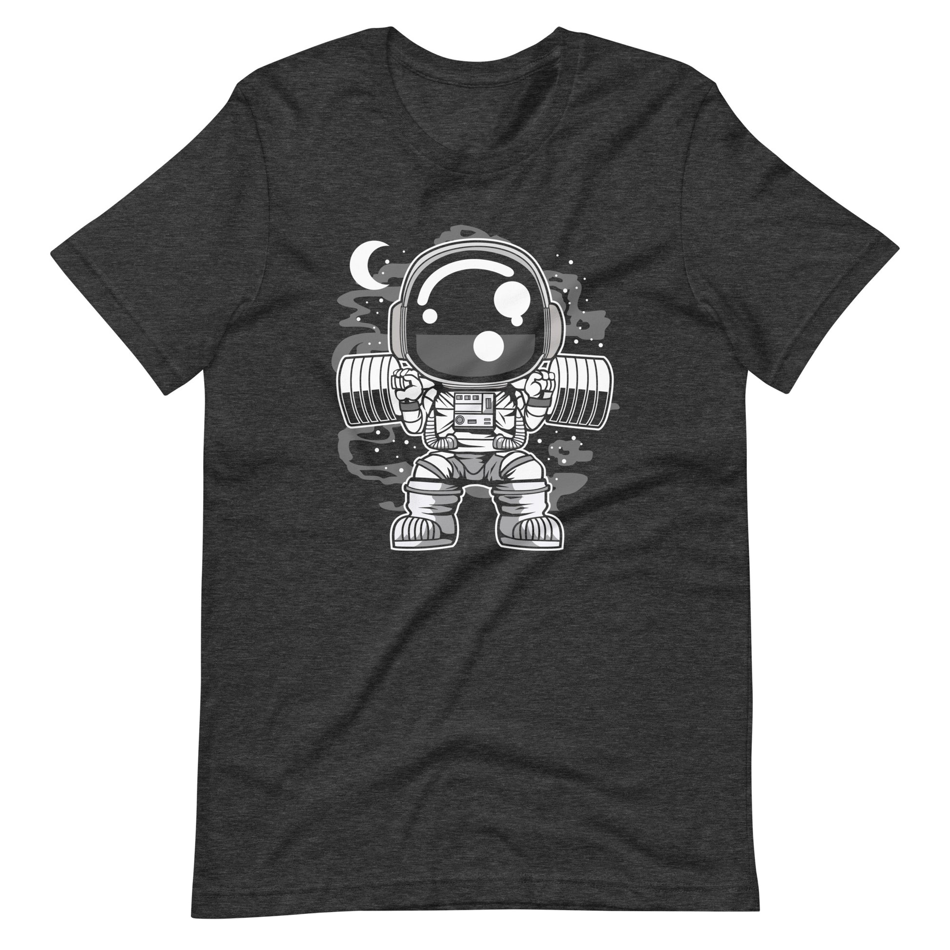 Astronaut Barbell Body Builder - Men's t-shirt - Dark Grey Heather Front