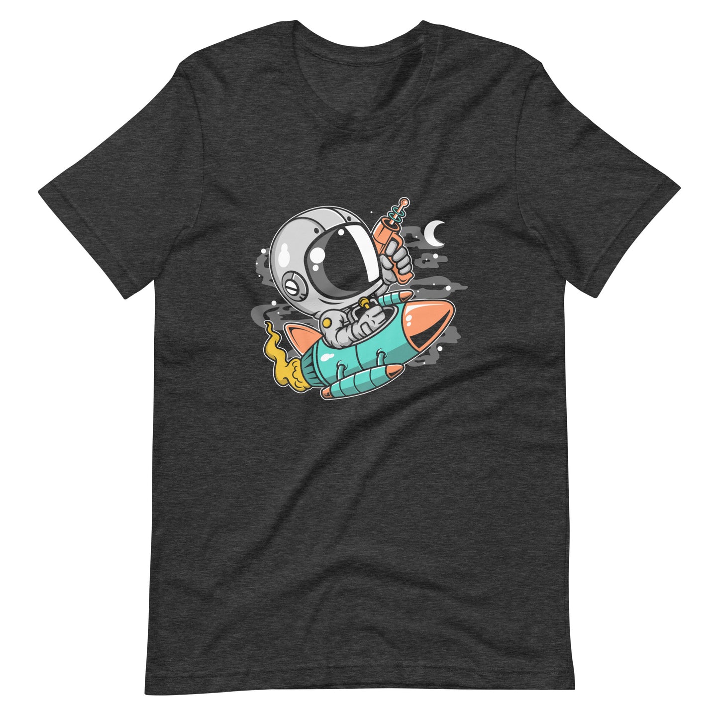 Astronaut Riding Rocket - Men's t-shirt - Dark Grey Heather Front