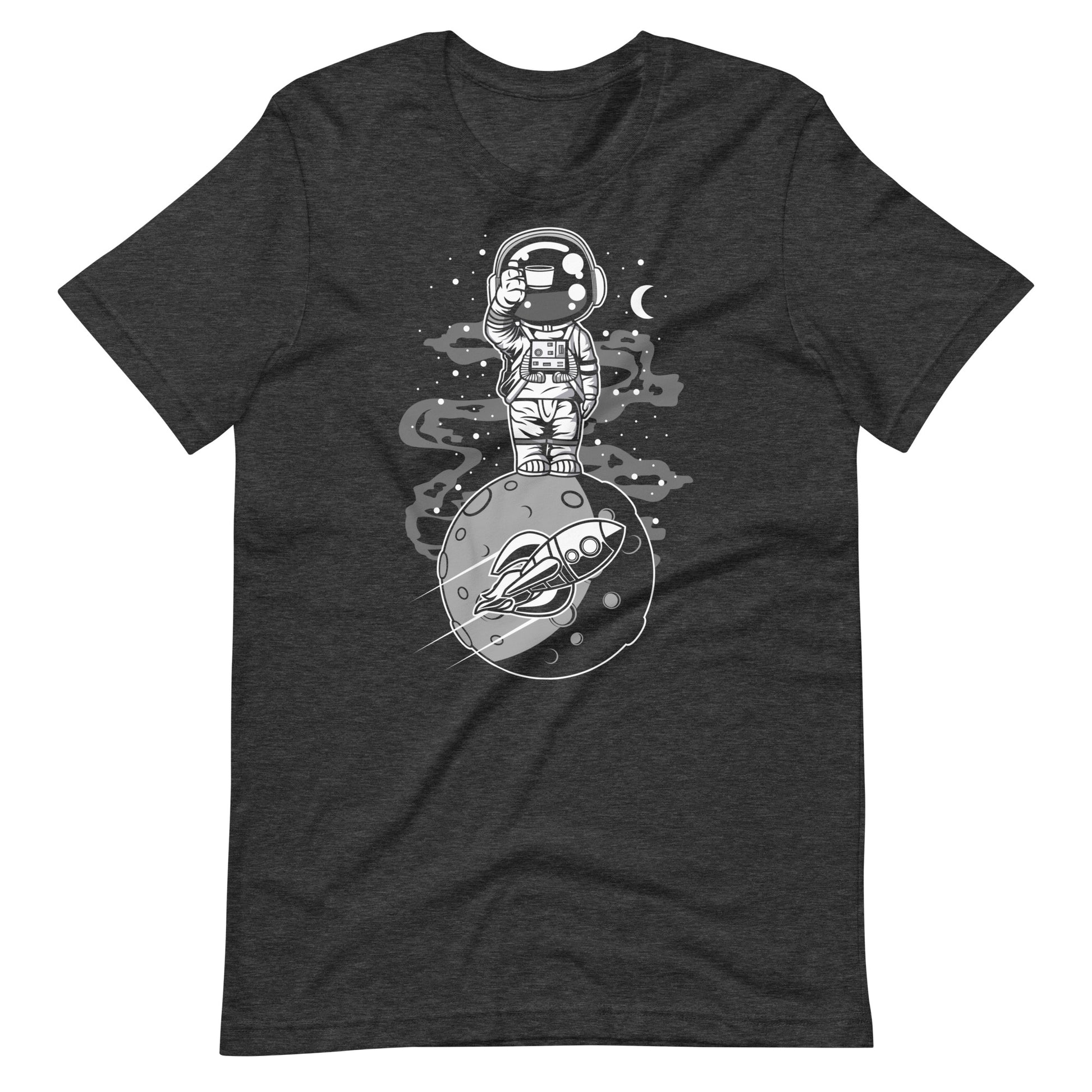 Astronaut Standing on the Moon - Men's t-shirt - Dark Grey Heather Front