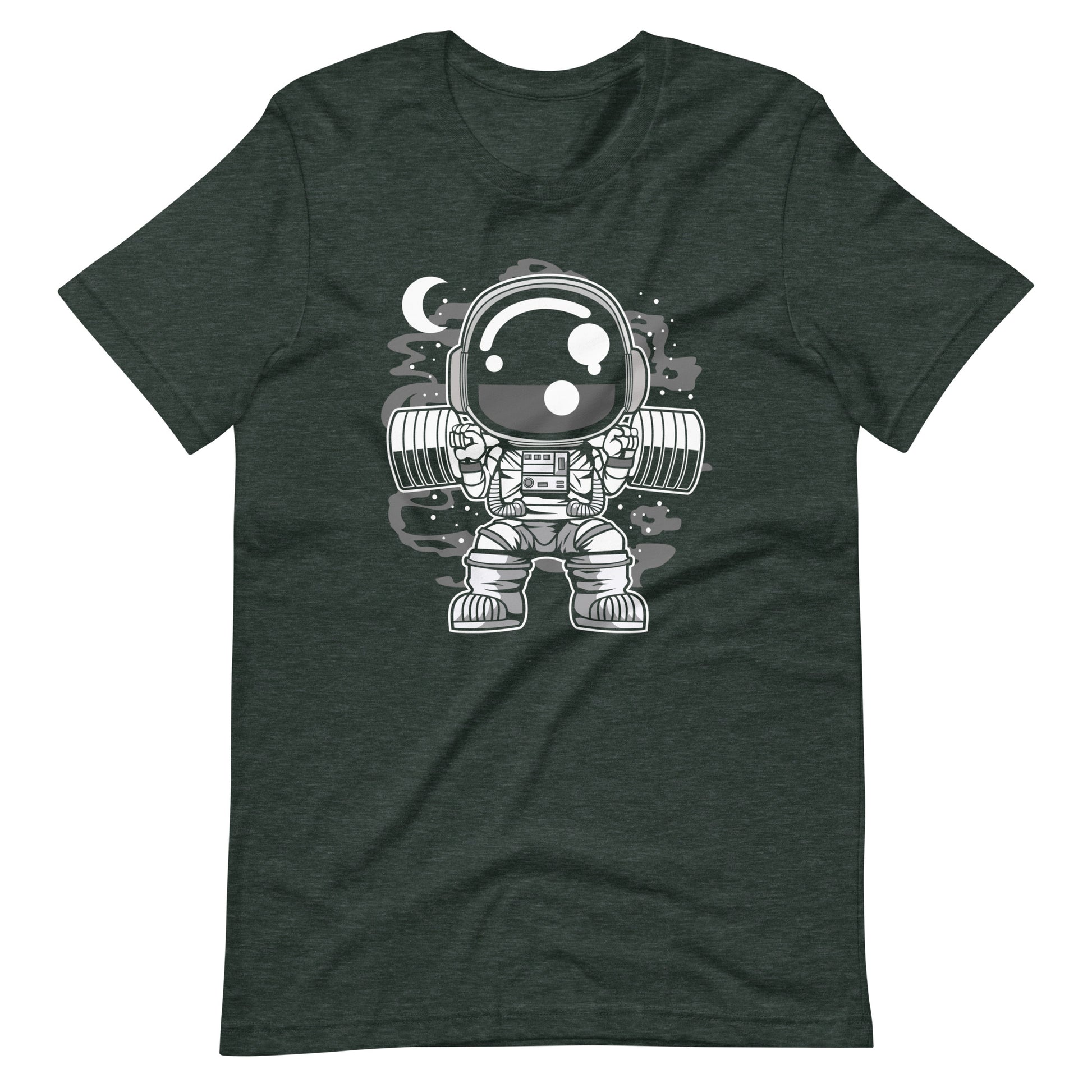 Astronaut Barbell Body Builder - Men's t-shirt - Heather Forest Front