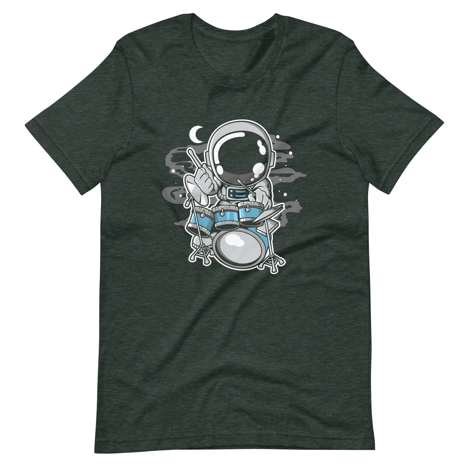 Astronaut Drummer - Men's t-shirt - Heather Forest Front