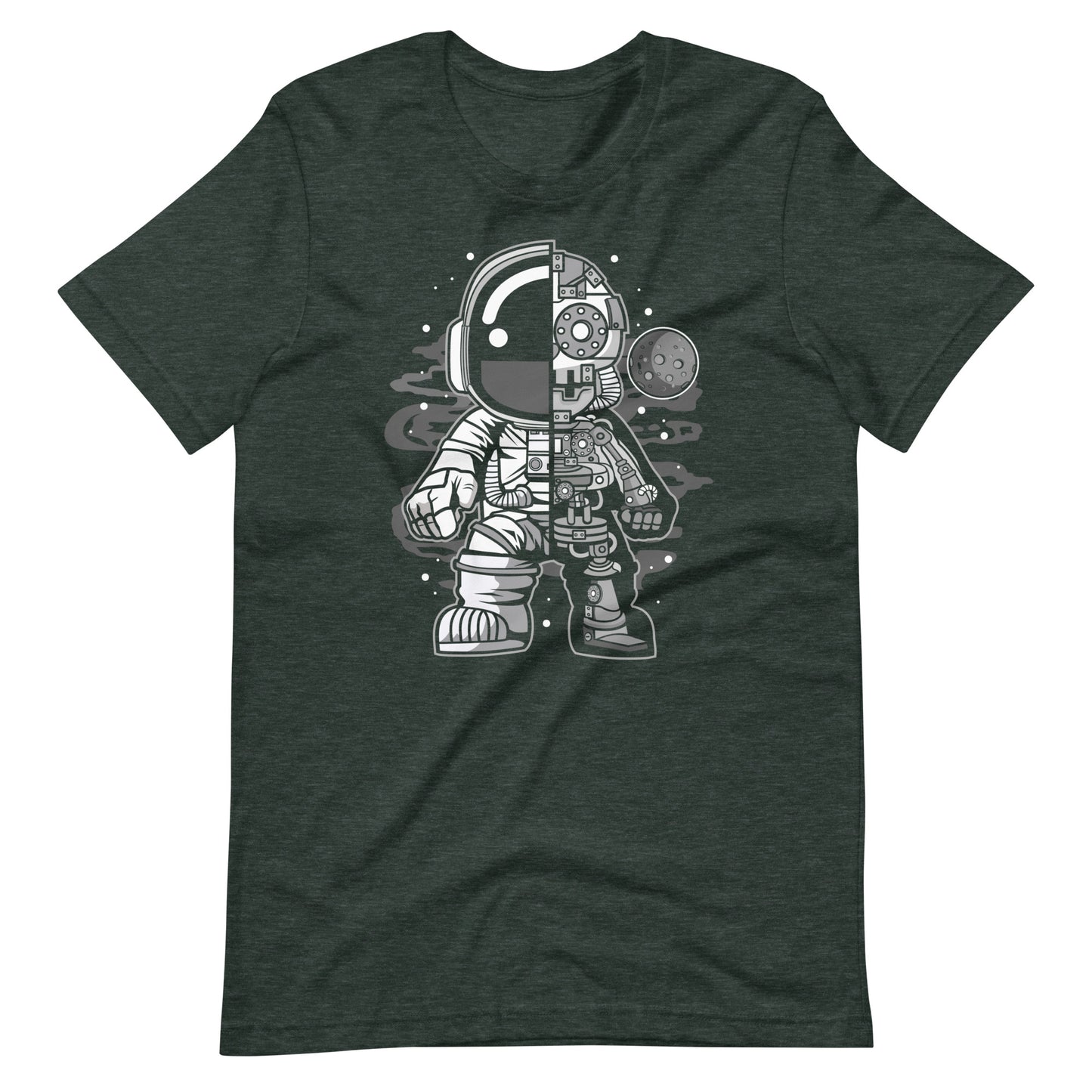 Astronaut Half Robot - Men's t-shirt - Heather Forest Front