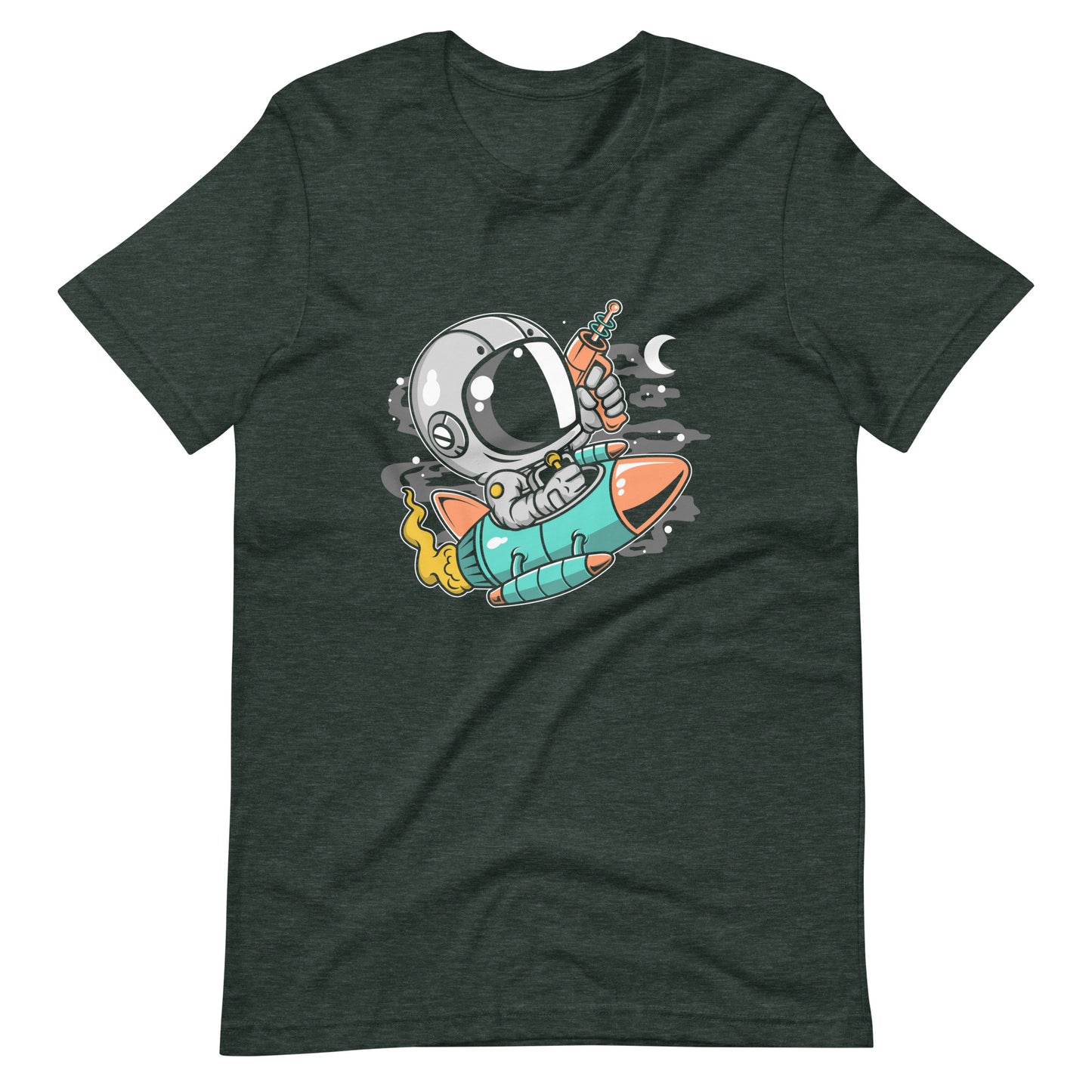 Astronaut Riding Rocket - Men's t-shirt - Heather Forest Front