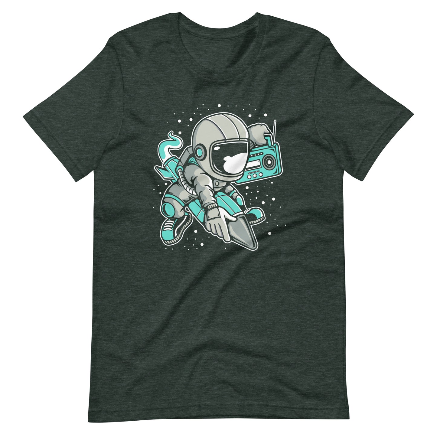 Astronaut Rocket - Men's t-shirt - Heather Forest Front