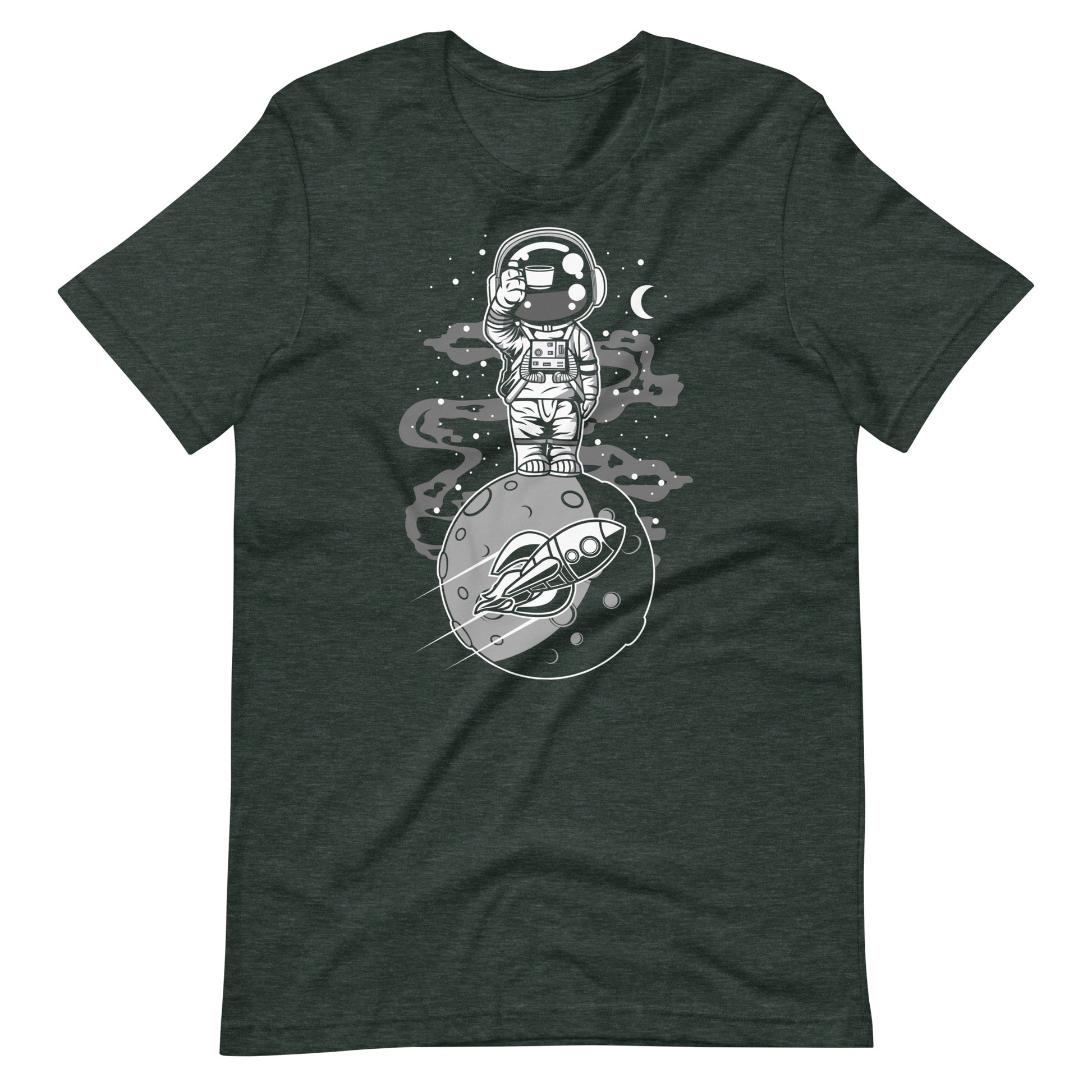 Astronaut Standing on the Moon - Men's t-shirt - Heather Forest Front
