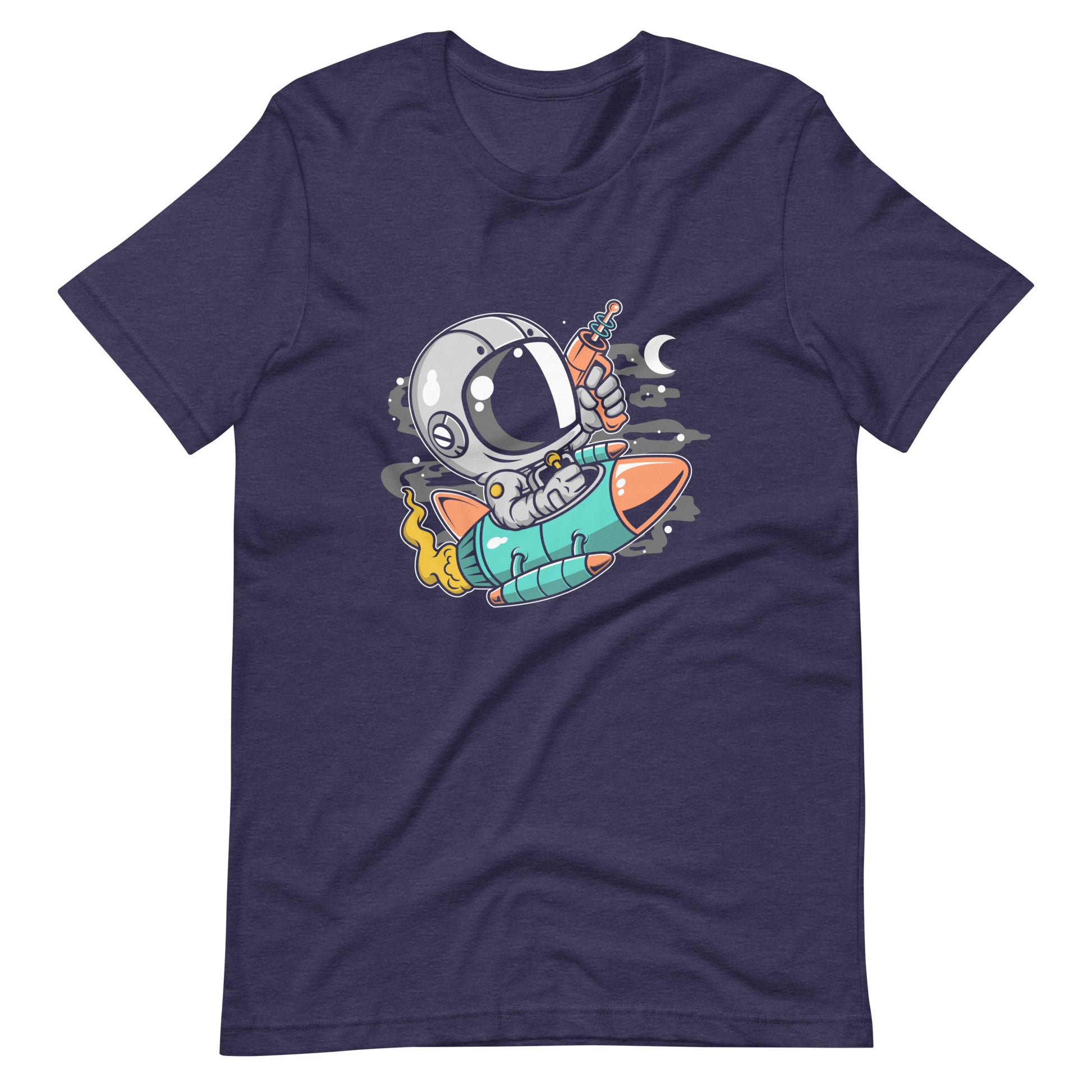 Astronaut Riding Rocket - Men's t-shirt - Heather Midnight Navy Front